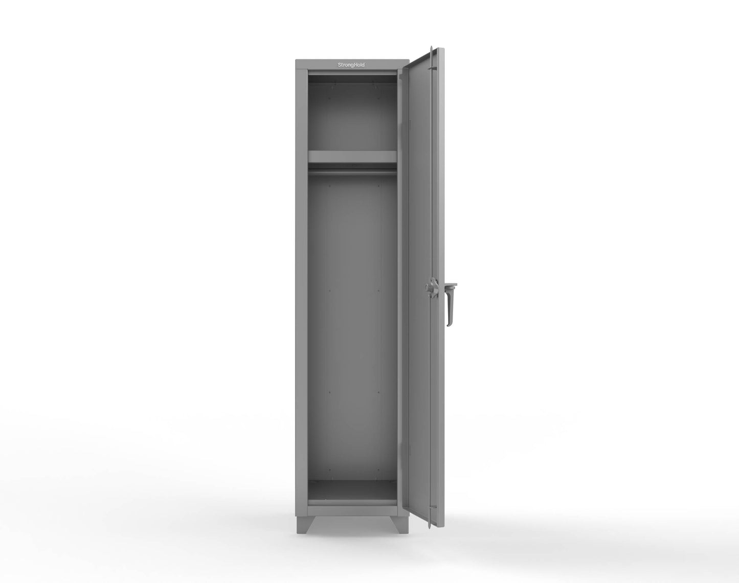 Extra Heavy Duty 14 GA Singler-Tier Locker with Shelf and Hanger Rod, 1 Compartment - 18 in. W x 18 in. D x 75 in. H - 1.66-1D-18-1T-L-7037