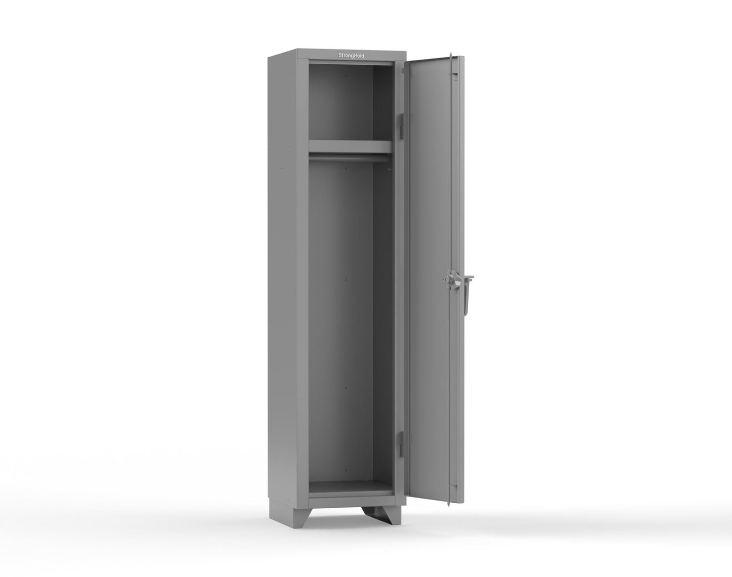 Extra Heavy Duty 14 GA Singler-Tier Locker with Shelf and Hanger Rod, 1 Compartment - 18 in. W x 18 in. D x 75 in. H - 1.66-1D-18-1T-L-7037