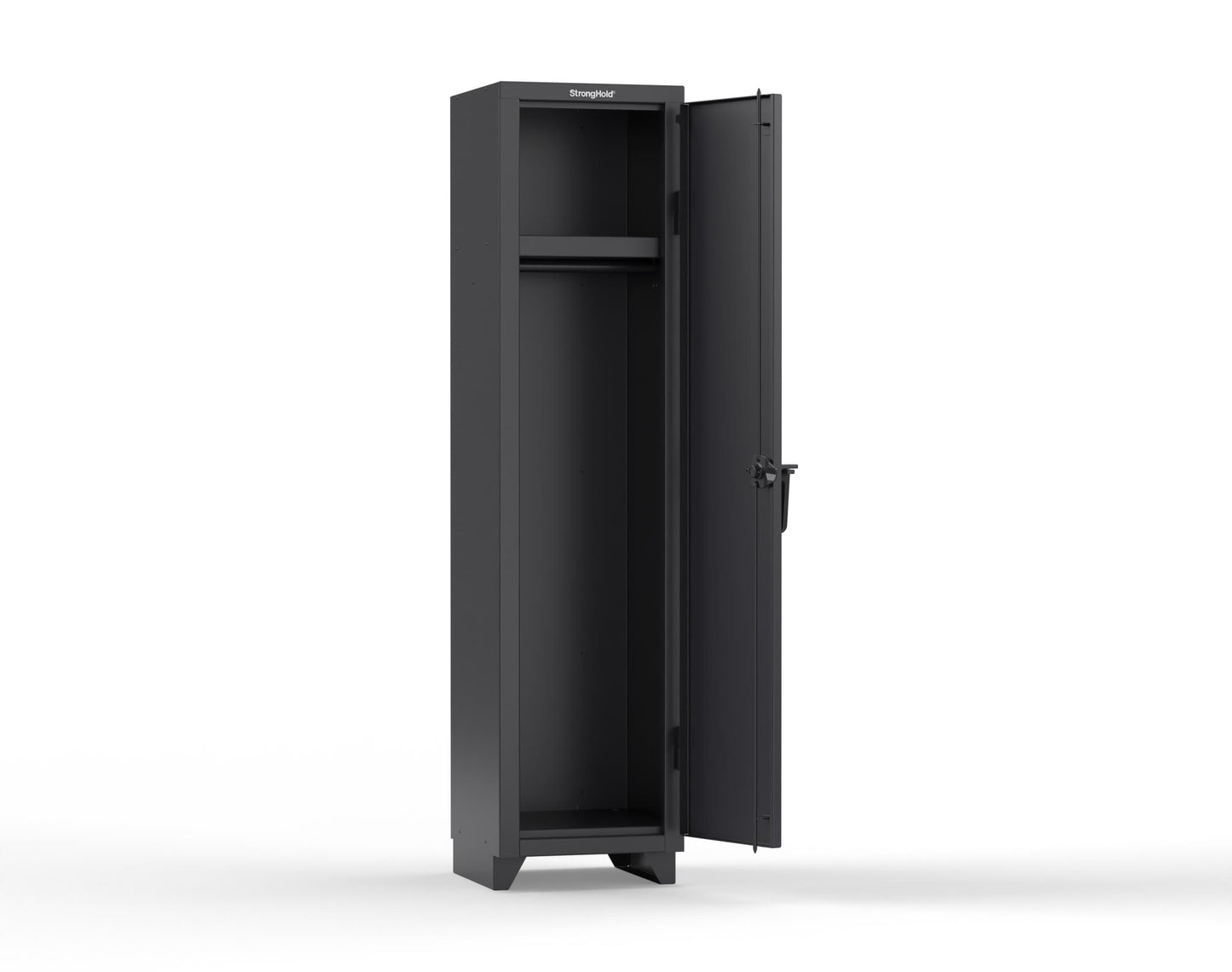 Extra Heavy Duty 14 GA Singler-Tier Locker with Shelf and Hanger Rod, 1 Compartment - 18 in. W x 18 in. D x 75 in. H - 1.66-1D-18-1T-L-9005