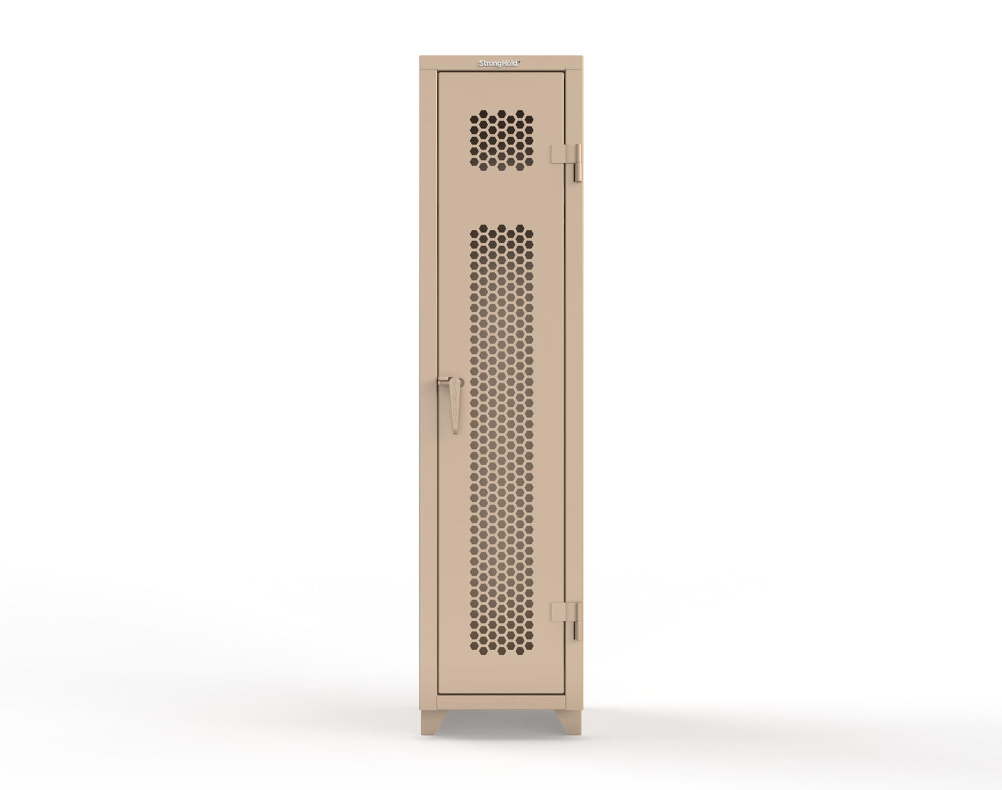 Extra Heavy Duty 14 GA Ventilated Single-Tier Locker with Shelf and Hanger Rod, 1 Compartment - 18 in. W x 18 in. D x 75 in. H - 1.66-1H-18-1T-L-1019