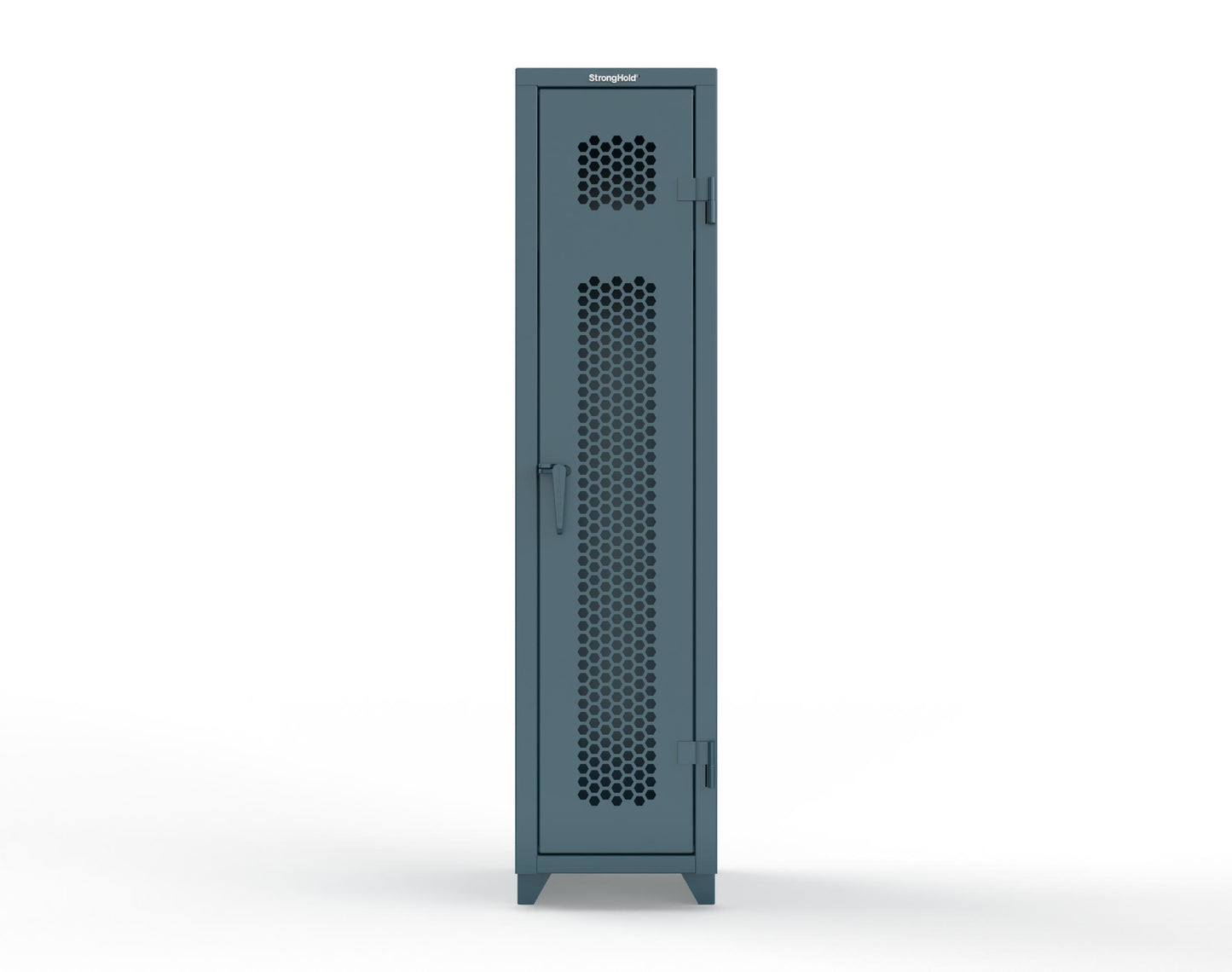 Extra Heavy Duty 14 GA Ventilated Single-Tier Locker with Shelf and Hanger Rod, 1 Compartment - 18 in. W x 18 in. D x 75 in. H - 1.66-1H-18-1T-L-5001