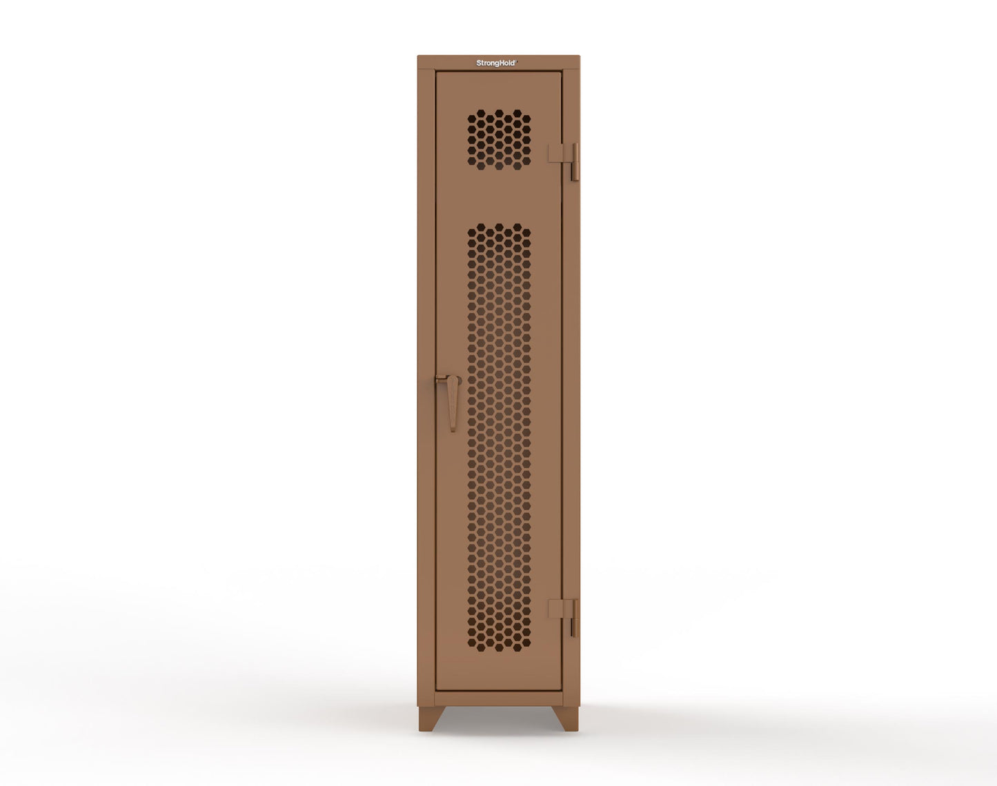 Extra Heavy Duty 14 GA Ventilated Single-Tier Locker with Shelf and Hanger Rod, 1 Compartment - 18 in. W x 18 in. D x 75 in. H - 1.66-1H-18-1T-L-8008