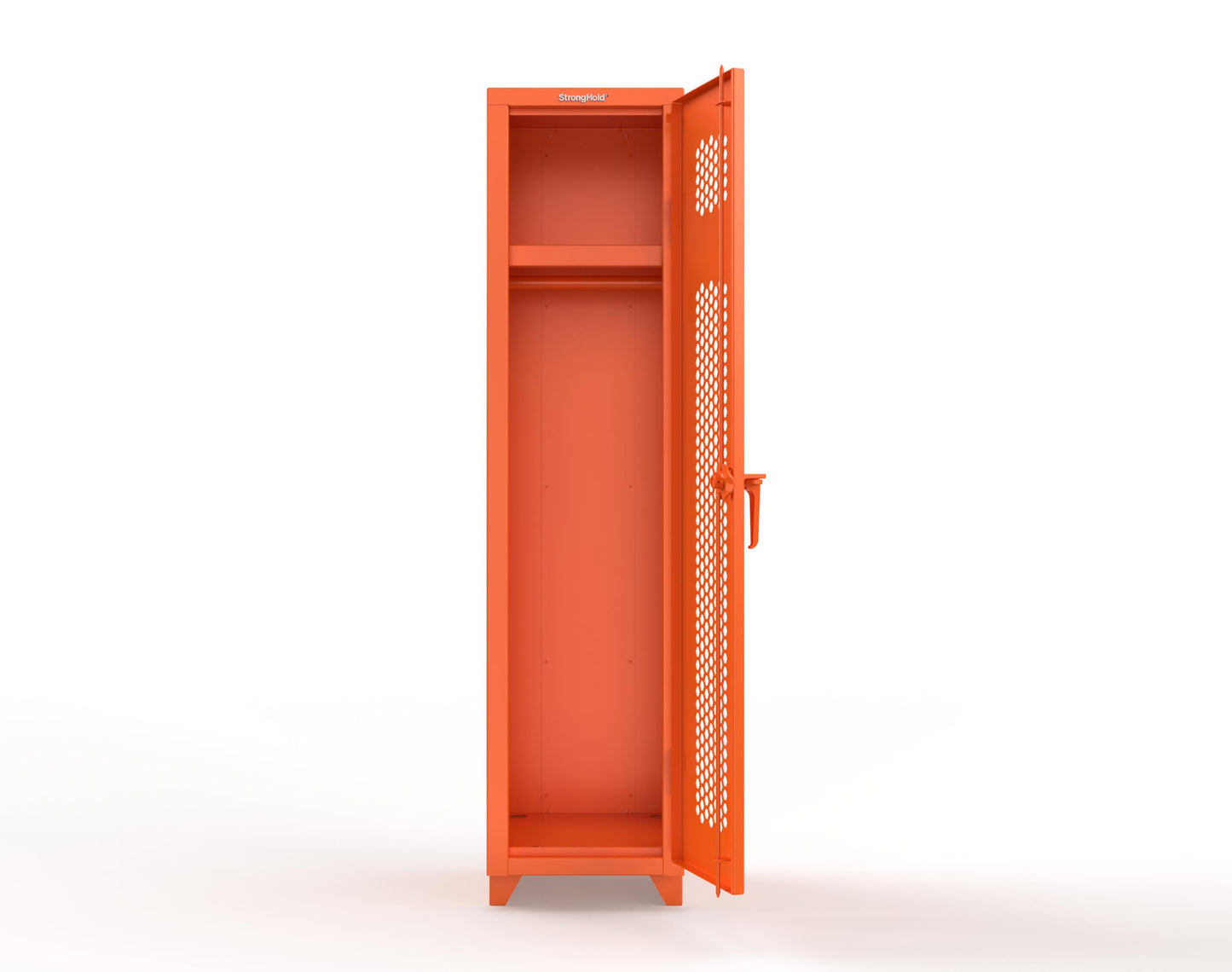 Extra Heavy Duty 14 GA Ventilated Single-Tier Locker with Shelf and Hanger Rod, 1 Compartment - 18 in. W x 18 in. D x 75 in. H - 1.66-1H-18-1T-L-2009