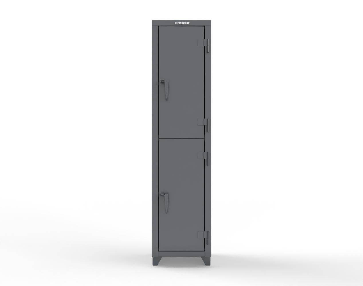 Extra Heavy Duty 14 GA Double-Tier Locker, 2 Compartments - 18 in. W x 18 in. D x 75 in. H - 1.66-2D-18-2T-L-7024