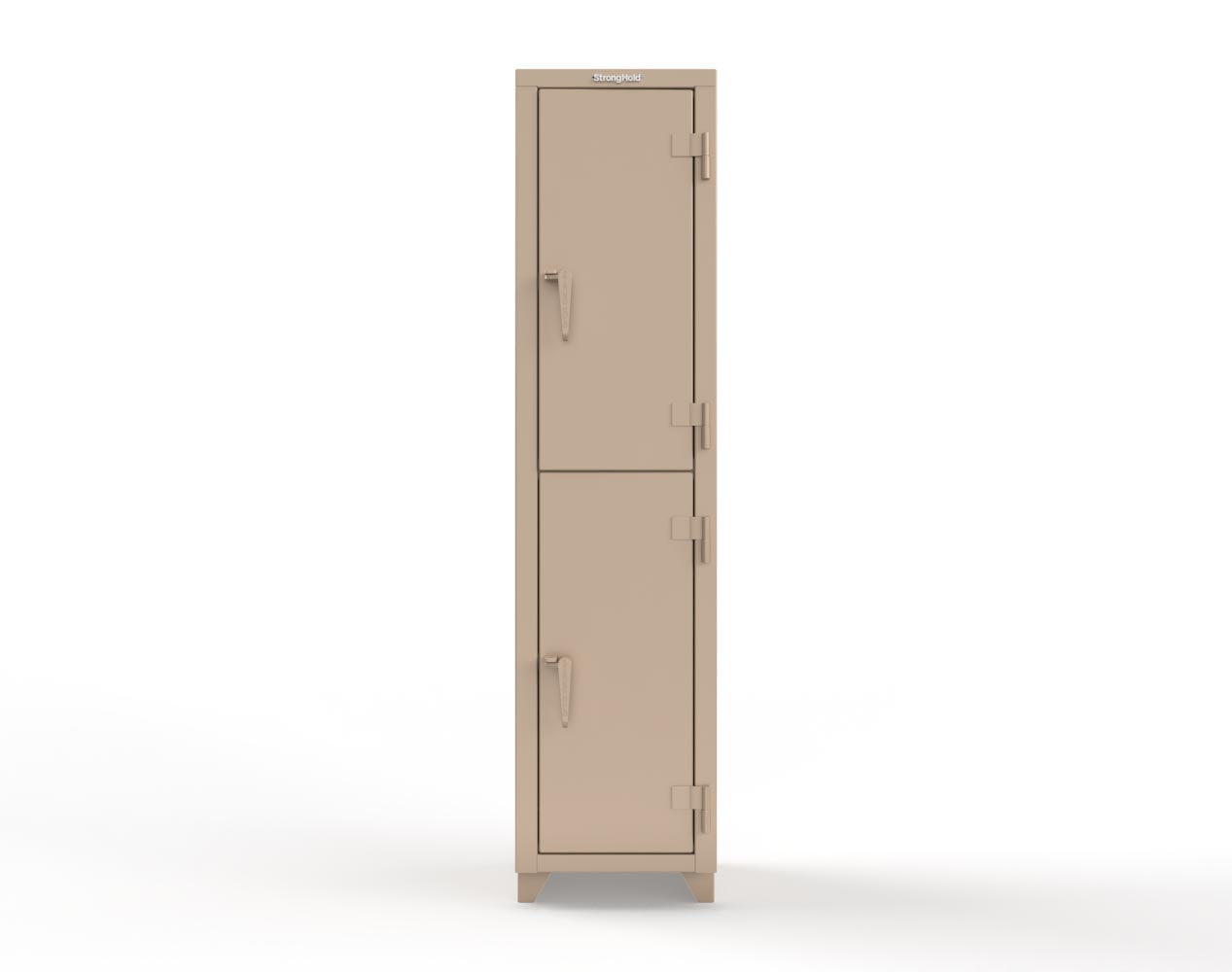 Extra Heavy Duty 14 GA Double-Tier Locker, 2 Compartments - 18 in. W x 18 in. D x 75 in. H - 1.66-2D-18-2T-L-1019
