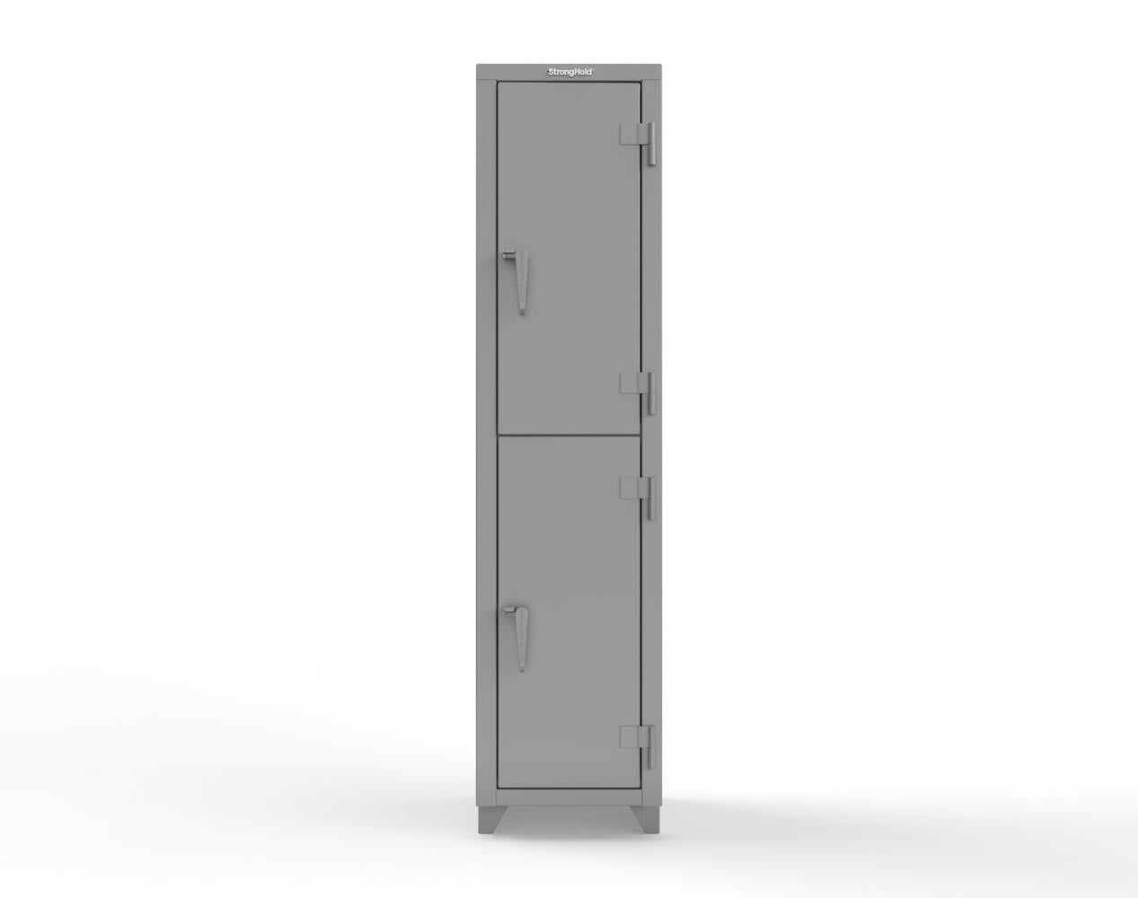 Extra Heavy Duty 14 GA Double-Tier Locker, 2 Compartments - 18 in. W x 18 in. D x 75 in. H - 1.66-2D-18-2T-L-7037