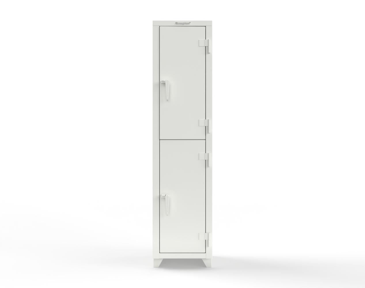 Extra Heavy Duty 14 GA Double-Tier Locker, 2 Compartments - 18 in. W x 18 in. D x 75 in. H - 1.66-2D-18-2T-L-9003