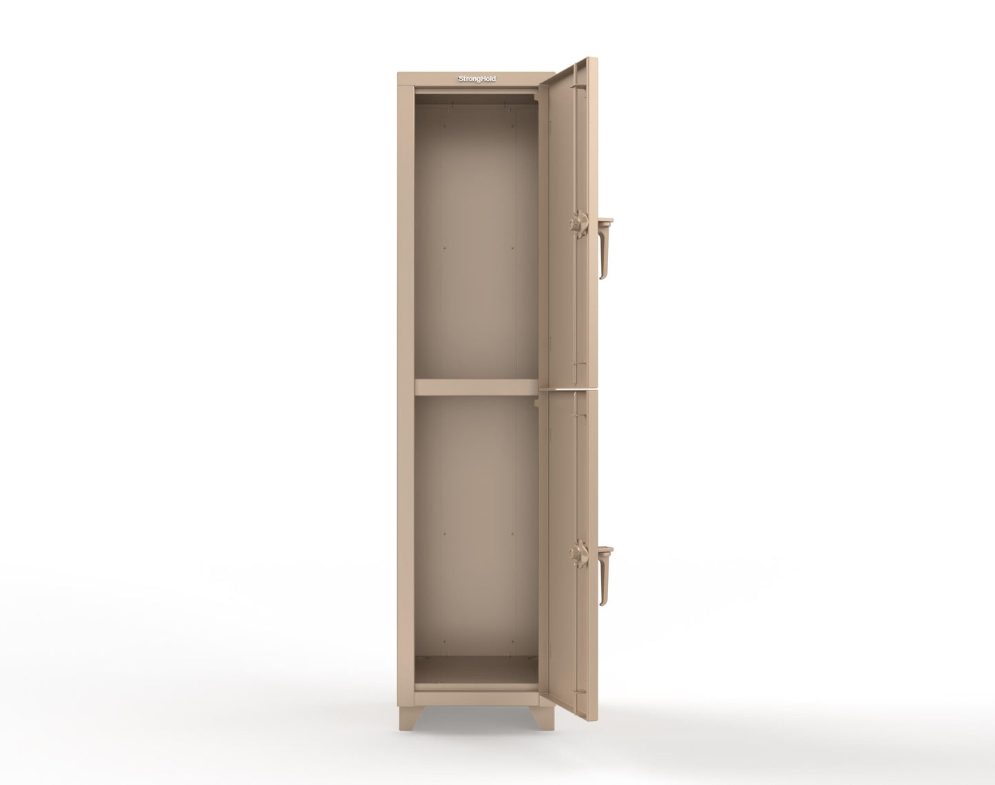 Extra Heavy Duty 14 GA Double-Tier Locker, 2 Compartments - 18 in. W x 18 in. D x 75 in. H - 1.66-2D-18-2T-L-1019