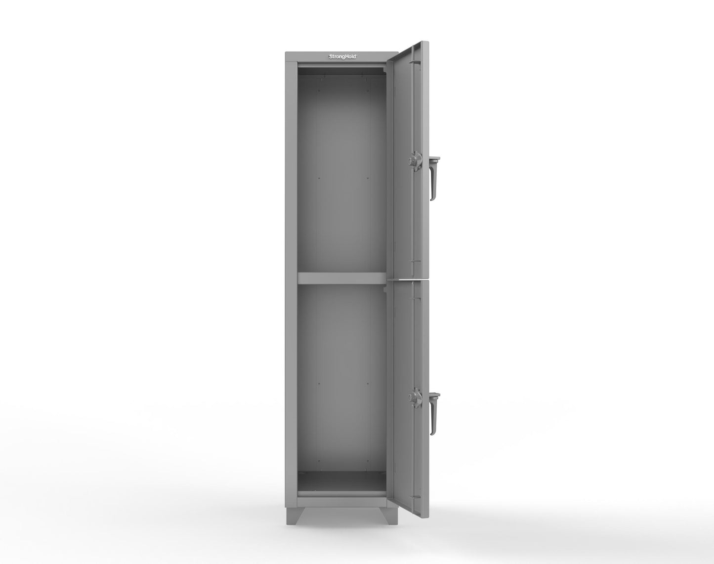 Extra Heavy Duty 14 GA Double-Tier Locker, 2 Compartments - 18 in. W x 18 in. D x 75 in. H - 1.66-2D-18-2T-L-7037