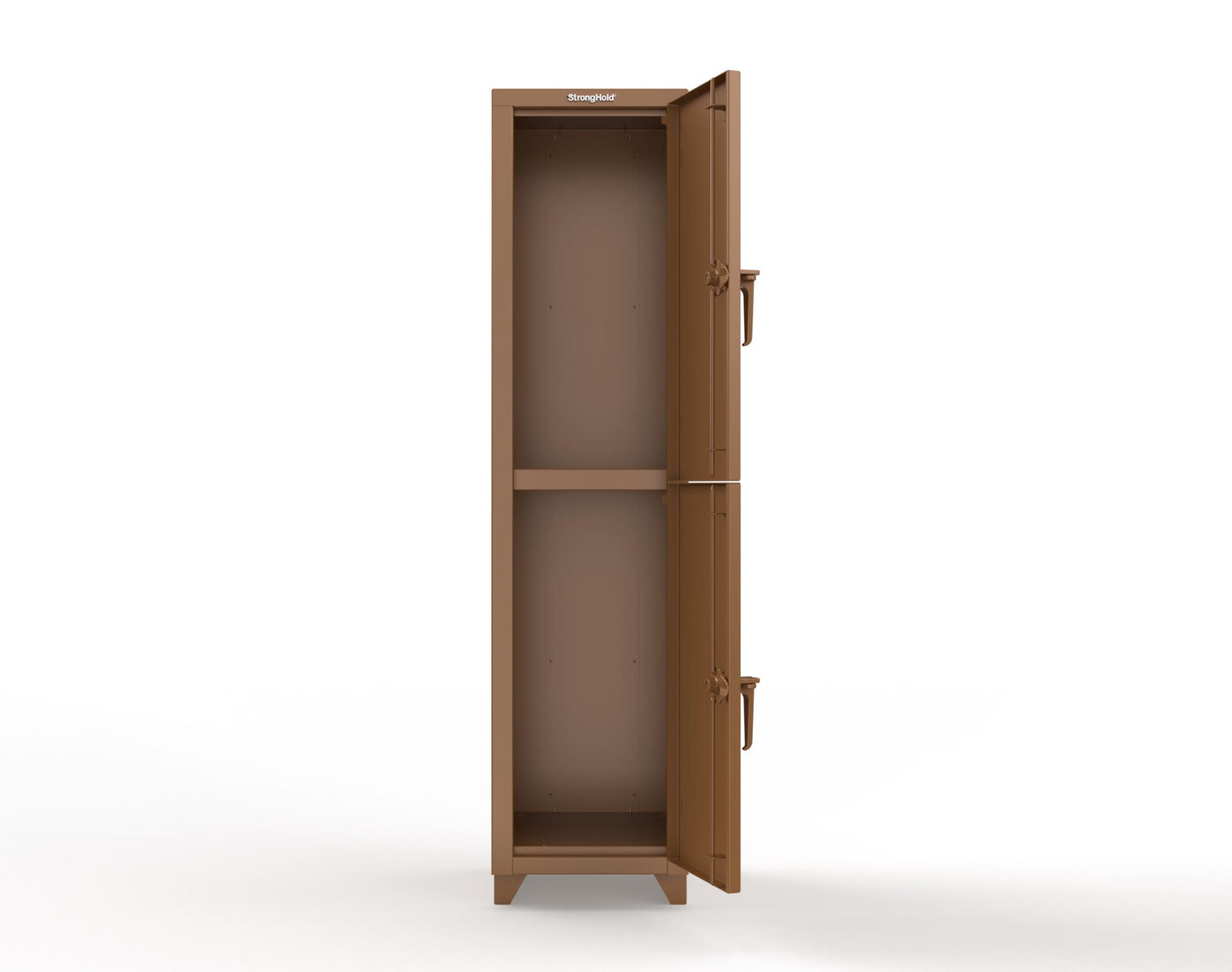 Extra Heavy Duty 14 GA Double-Tier Locker, 2 Compartments - 18 in. W x 18 in. D x 75 in. H - 1.66-2D-18-2T-L-8008