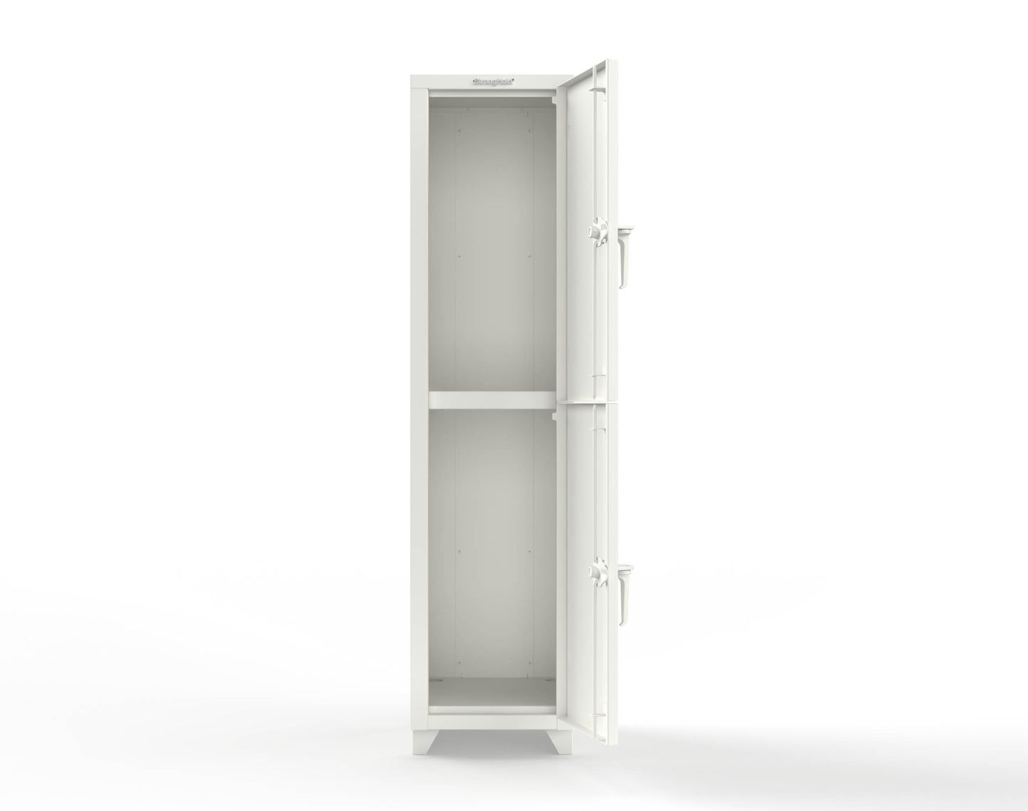 Extra Heavy Duty 14 GA Double-Tier Locker, 2 Compartments - 18 in. W x 18 in. D x 75 in. H - 1.66-2D-18-2T-L-9003