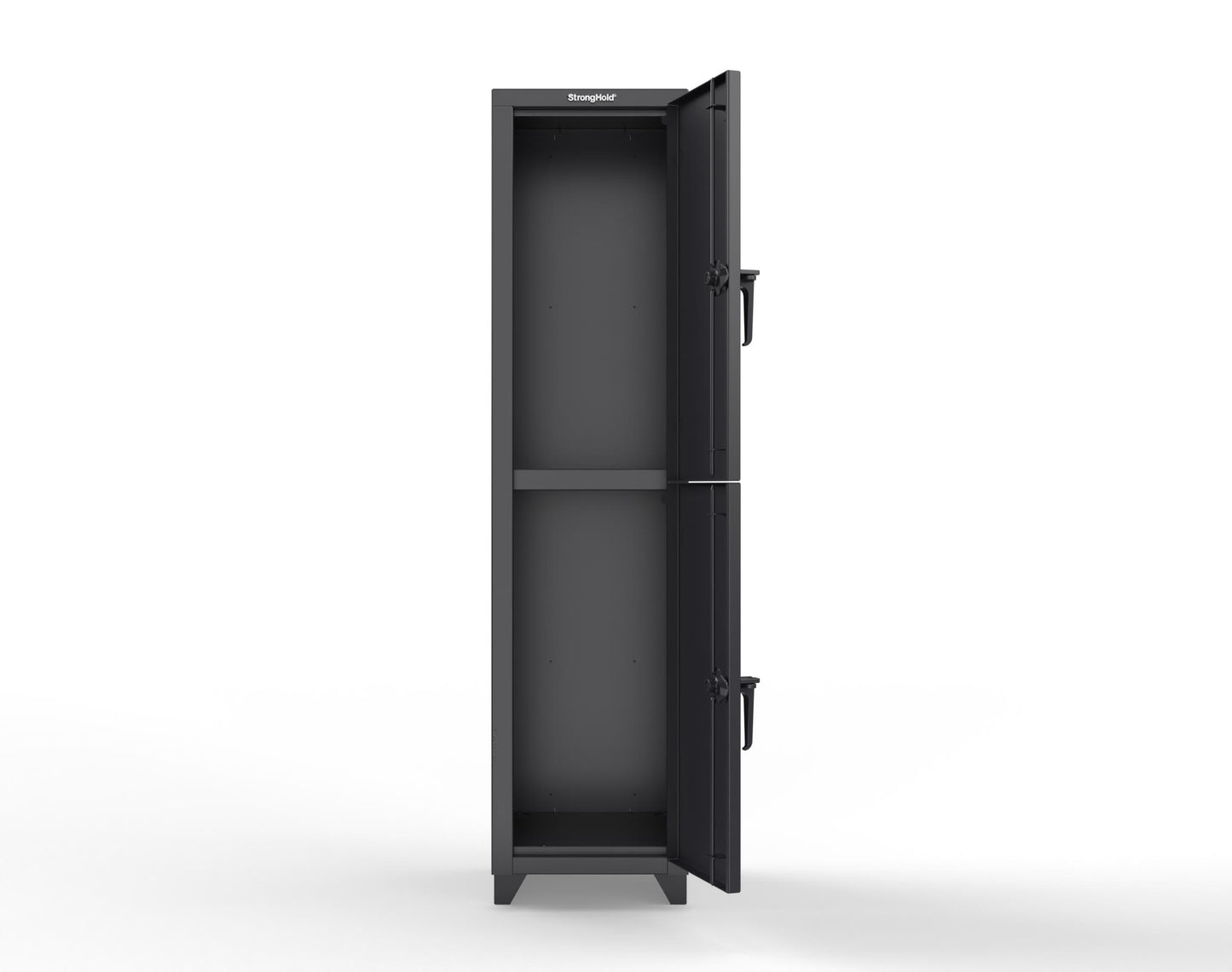 Extra Heavy Duty 14 GA Double-Tier Locker, 2 Compartments - 18 in. W x 18 in. D x 75 in. H - 1.66-2D-18-2T-L-9005