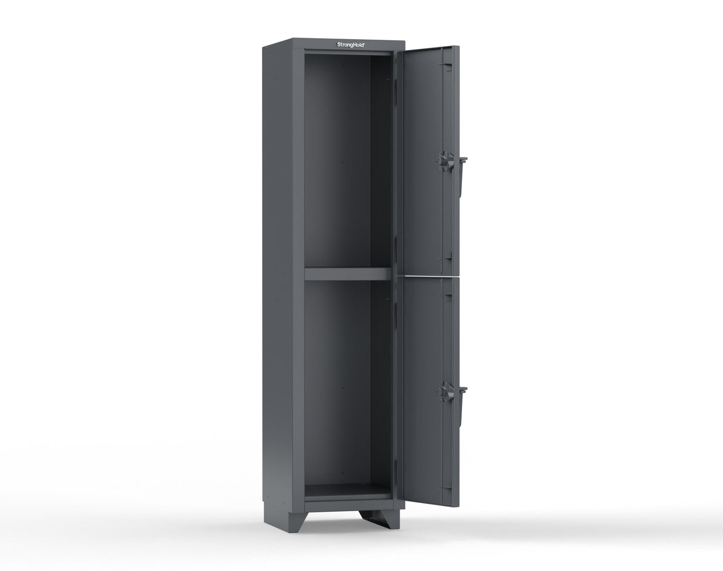 Extra Heavy Duty 14 GA Double-Tier Locker, 2 Compartments - 18 in. W x 18 in. D x 75 in. H - 1.66-2D-18-2T-L-7024