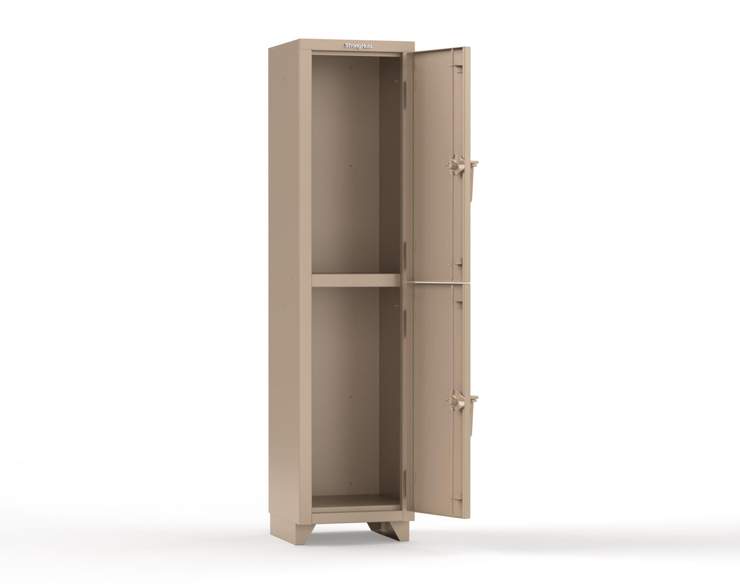 Extra Heavy Duty 14 GA Double-Tier Locker, 2 Compartments - 18 in. W x 18 in. D x 75 in. H - 1.66-2D-18-2T-L-1019