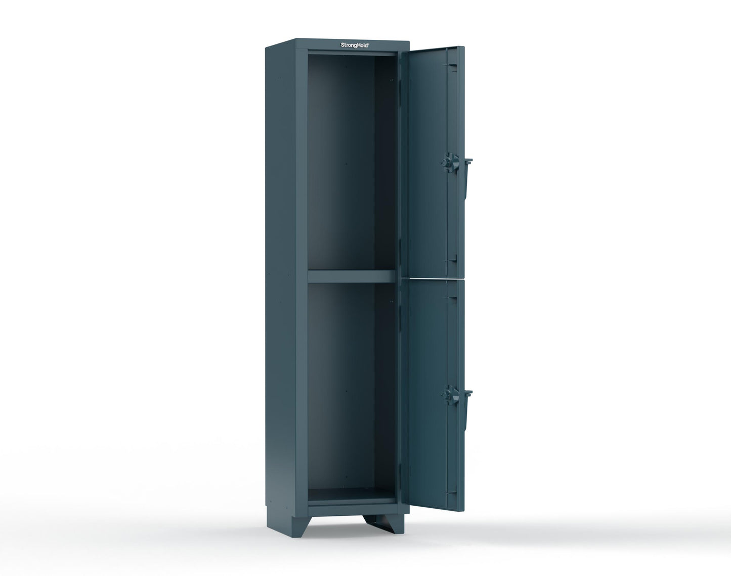 Extra Heavy Duty 14 GA Double-Tier Locker, 2 Compartments - 18 in. W x 18 in. D x 75 in. H - 1.66-2D-18-2T-L-5001