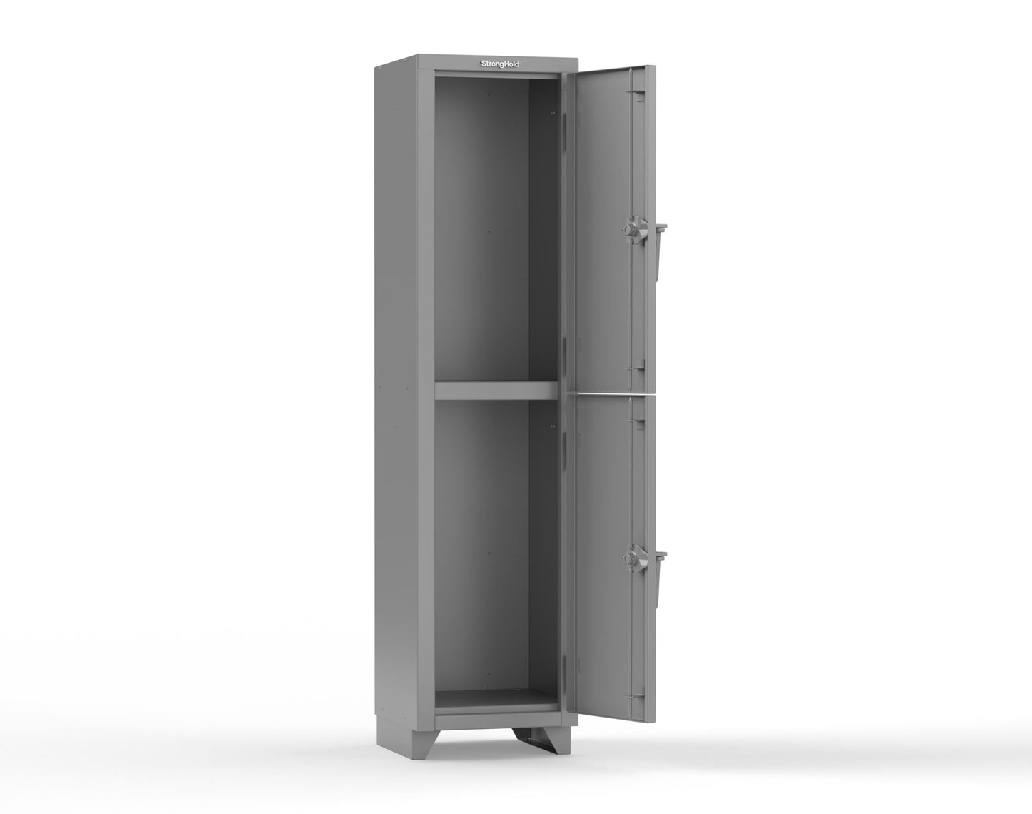 Extra Heavy Duty 14 GA Double-Tier Locker, 2 Compartments - 18 in. W x 18 in. D x 75 in. H - 1.66-2D-18-2T-L-7037