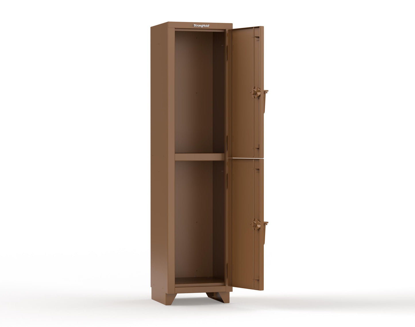 Extra Heavy Duty 14 GA Double-Tier Locker, 2 Compartments - 18 in. W x 18 in. D x 75 in. H - 1.66-2D-18-2T-L-8008