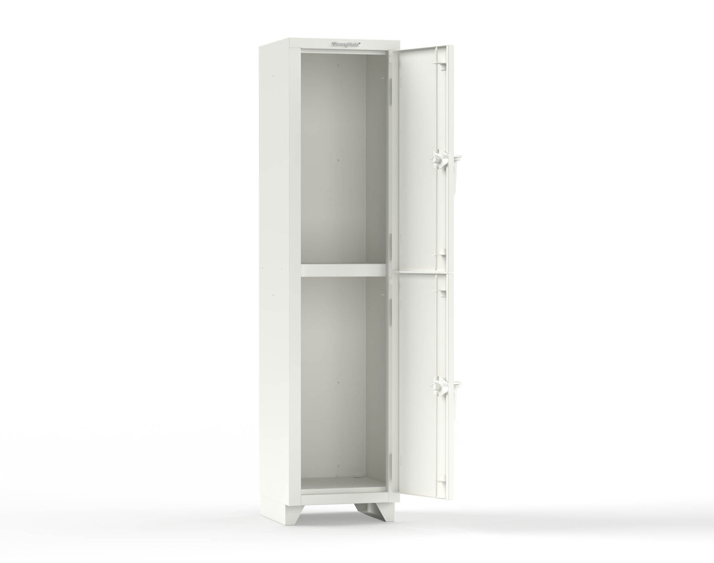 Extra Heavy Duty 14 GA Double-Tier Locker, 2 Compartments - 18 in. W x 18 in. D x 75 in. H - 1.66-2D-18-2T-L-9003