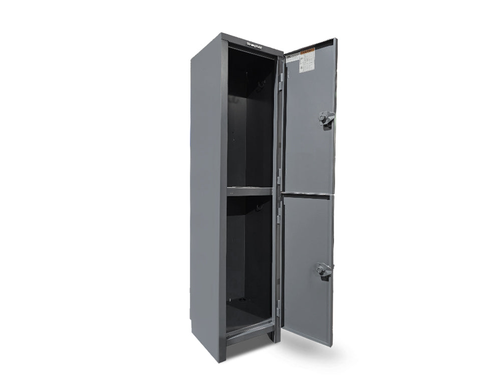 Extra Heavy Duty 14 GA Double-Tier Locker, 2 Compartments - 18 in. W x 18 in. D x 75 in. H - Outlet