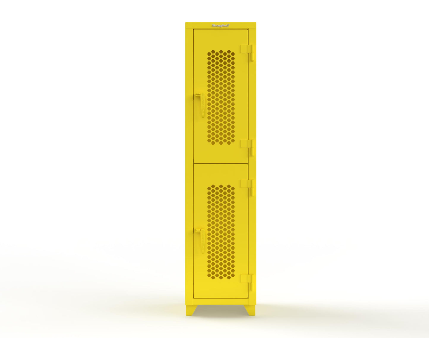Extra Heavy Duty 14 GA Double-Tier Ventilated Locker, 2 Compartments - 18 in. W x 18 in. D x 75 in. H - 1.66-2H-18-2T-L-1021