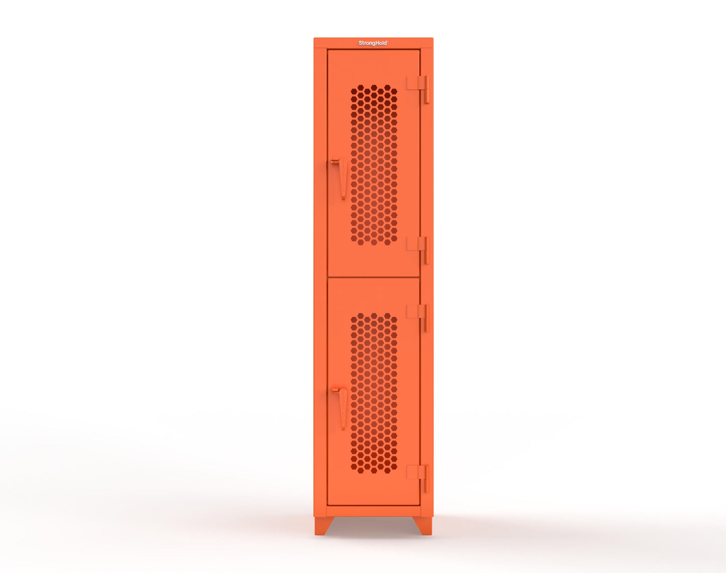 Extra Heavy Duty 14 GA Double-Tier Ventilated Locker, 2 Compartments - 18 in. W x 18 in. D x 75 in. H - 1.66-2H-18-2T-L-2009