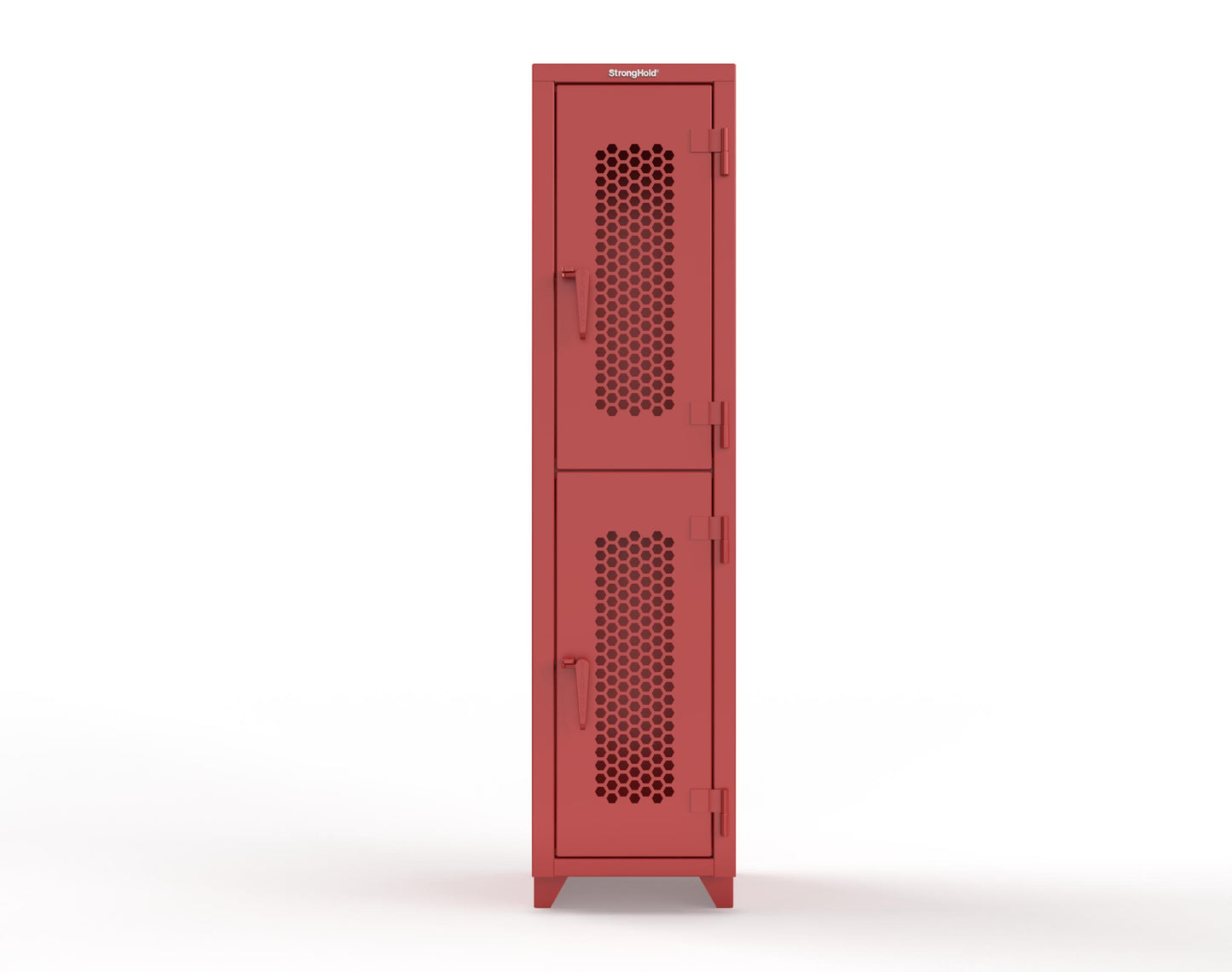 Extra Heavy Duty 14 GA Double-Tier Ventilated Locker, 2 Compartments - 18 in. W x 18 in. D x 75 in. H - 1.66-2H-18-2T-L-3001