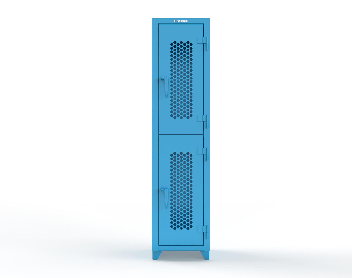 Extra Heavy Duty 14 GA Double-Tier Ventilated Locker, 2 Compartments - 18 in. W x 18 in. D x 75 in. H - 1.66-2H-18-2T-L-5012