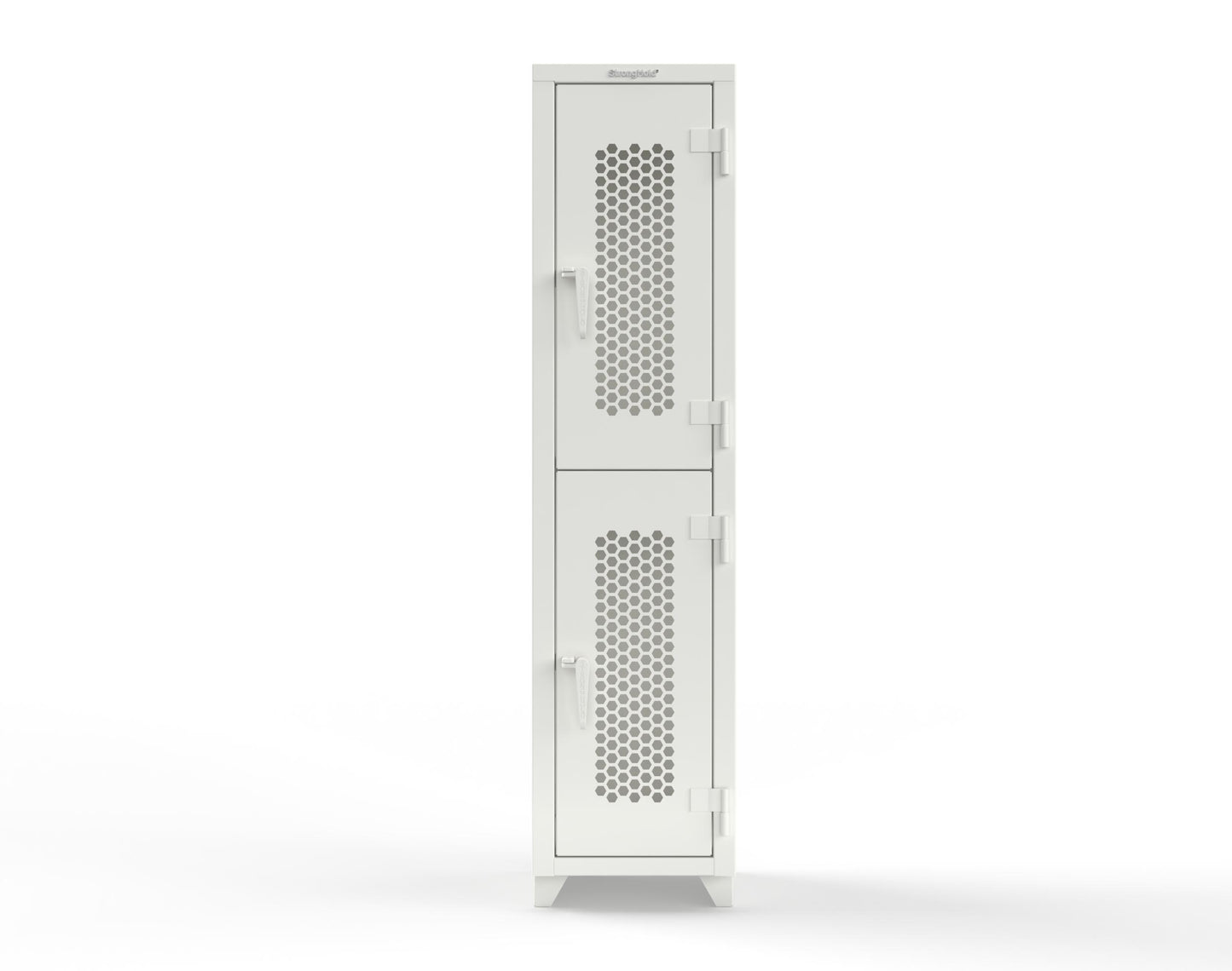 Extra Heavy Duty 14 GA Double-Tier Ventilated Locker, 2 Compartments - 18 in. W x 18 in. D x 75 in. H - 1.66-2H-18-2T-L-9003