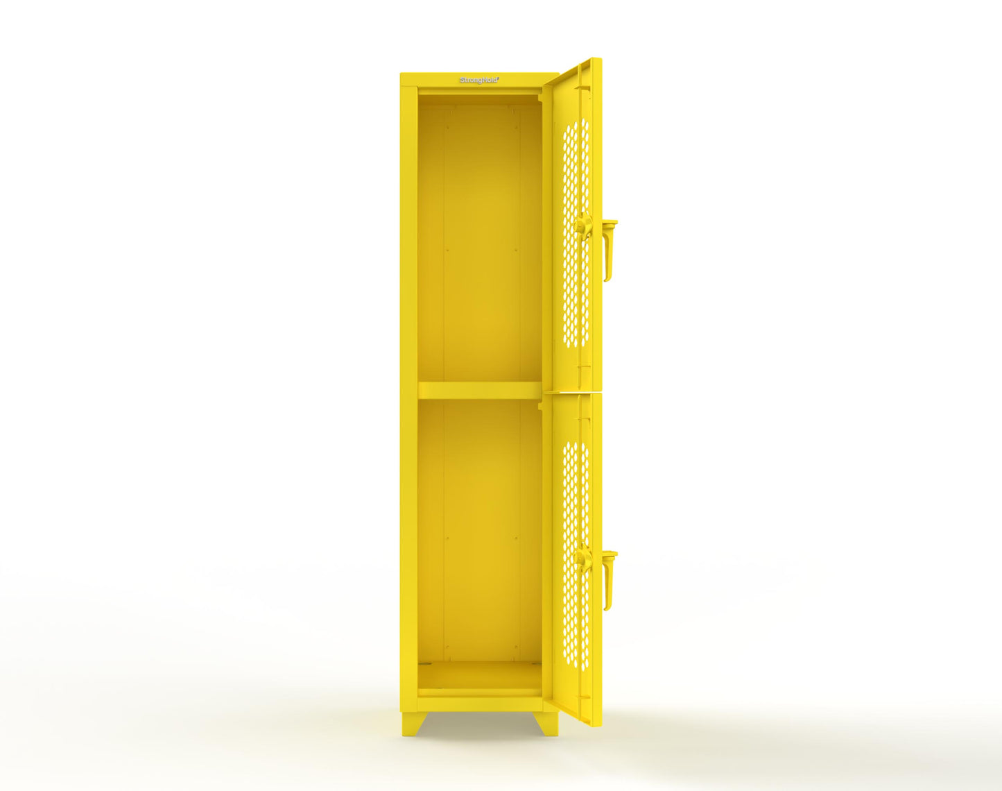 Extra Heavy Duty 14 GA Double-Tier Ventilated Locker, 2 Compartments - 18 in. W x 18 in. D x 75 in. H - 1.66-2H-18-2T-L-1021
