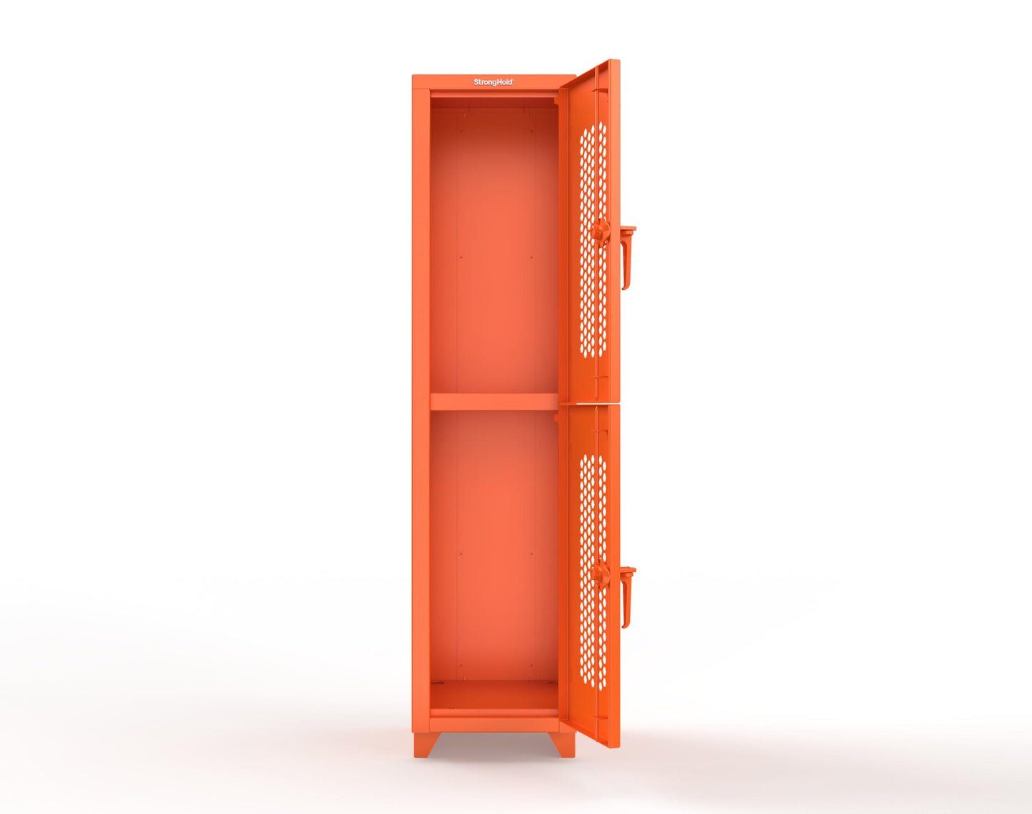 Extra Heavy Duty 14 GA Double-Tier Ventilated Locker, 2 Compartments - 18 in. W x 18 in. D x 75 in. H - 1.66-2H-18-2T-L-2009