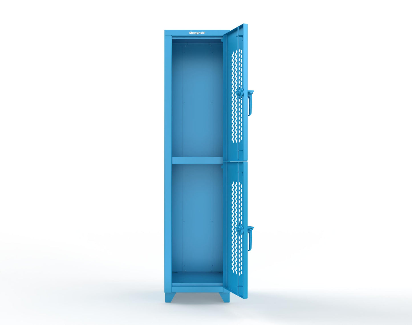 Extra Heavy Duty 14 GA Double-Tier Ventilated Locker, 2 Compartments - 18 in. W x 18 in. D x 75 in. H - 1.66-2H-18-2T-L-5012
