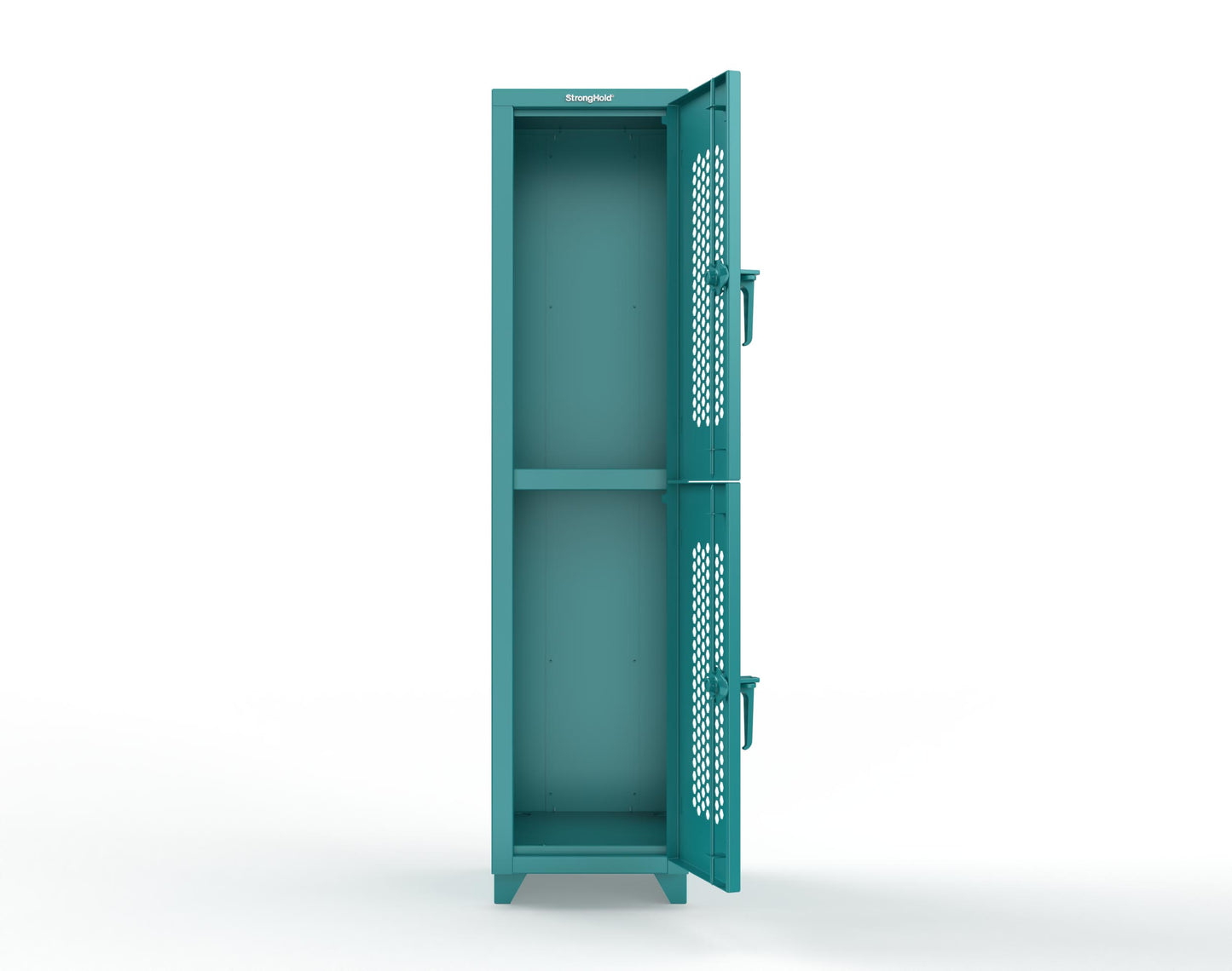 Extra Heavy Duty 14 GA Double-Tier Ventilated Locker, 2 Compartments - 18 in. W x 18 in. D x 75 in. H - 1.66-2H-18-2T-L-5021