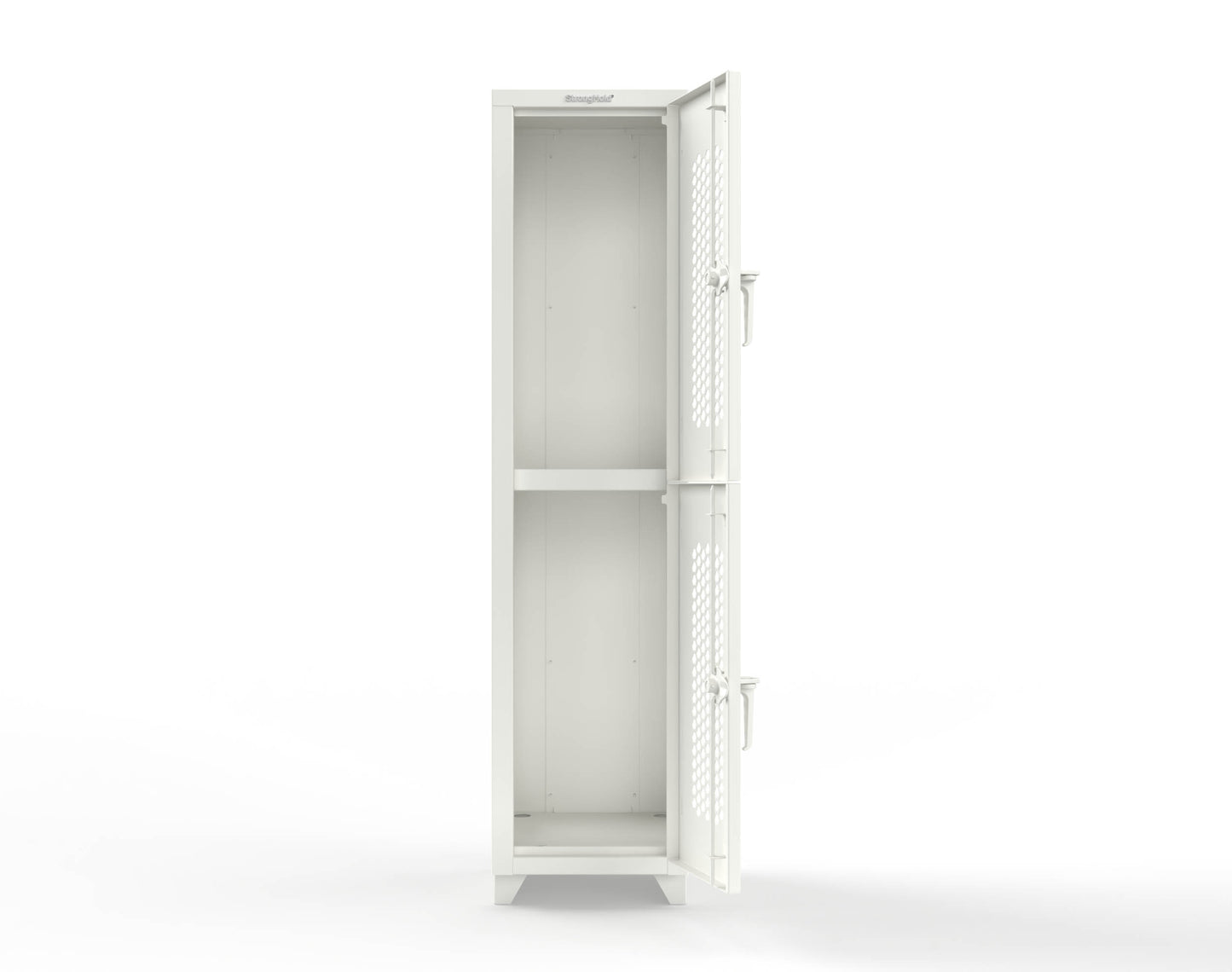 Extra Heavy Duty 14 GA Double-Tier Ventilated Locker, 2 Compartments - 18 in. W x 18 in. D x 75 in. H - 1.66-2H-18-2T-L-9003