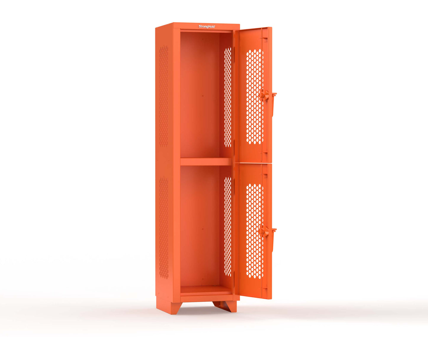 Extra Heavy Duty 14 GA Double-Tier Ventilated Locker, 2 Compartments - 18 in. W x 18 in. D x 75 in. H - 1.66-2H-18-2T-L-2009