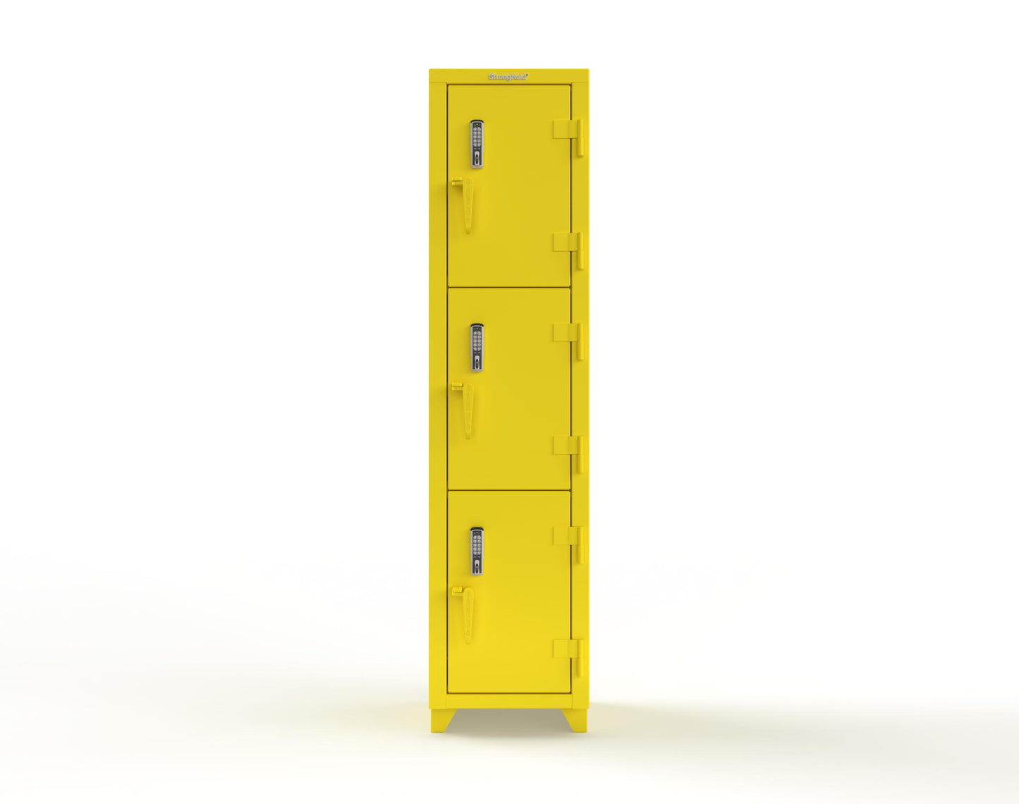Extra Heavy Duty 14 GA Triple-Tier Locker with Keyless Entry Lock, 3 Compartments – 18 in. W x 18 in. D x 75 in. H - 1.66-3D-18-3T-EK-L-1021