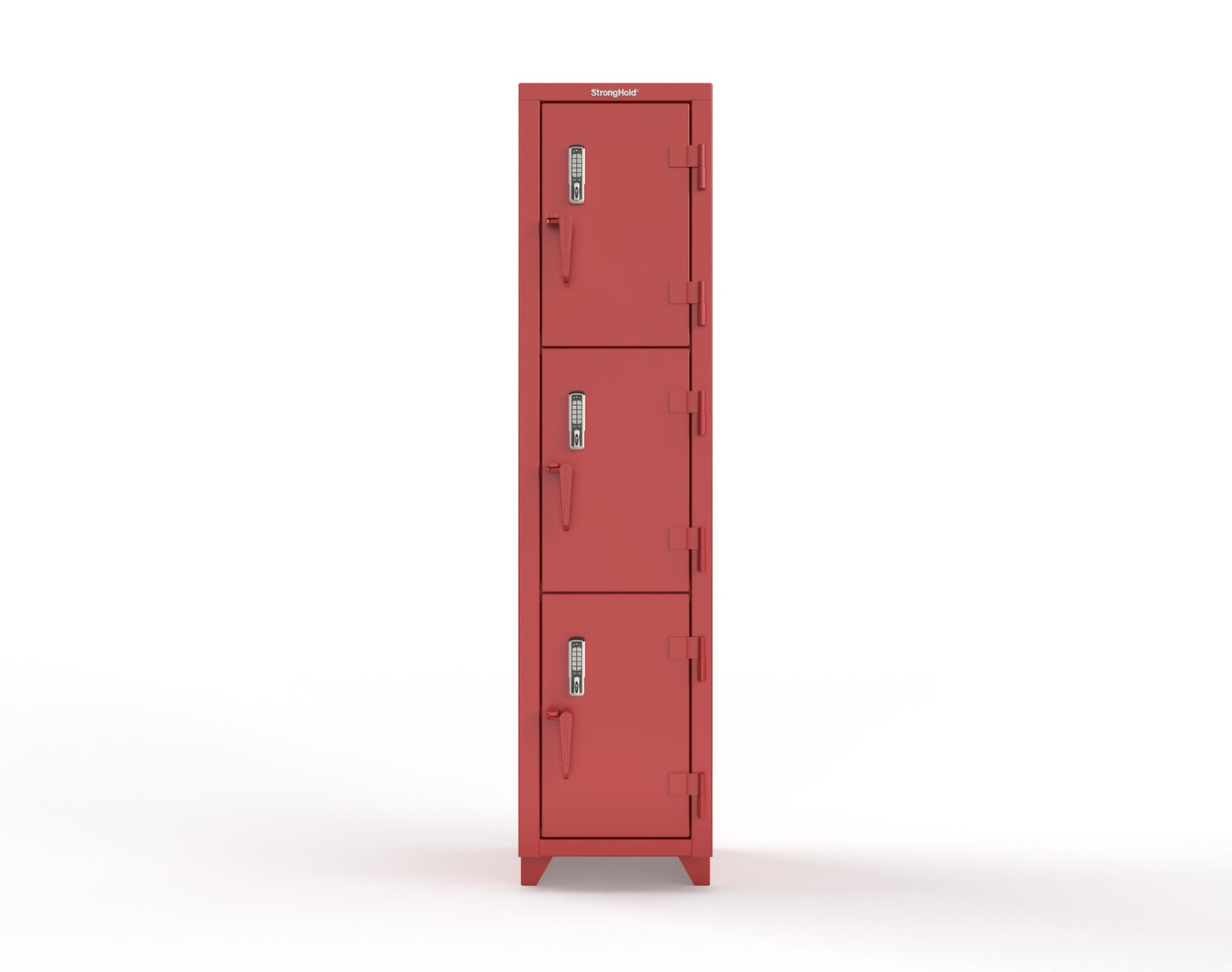 Extra Heavy Duty 14 GA Triple-Tier Locker with Keyless Entry Lock, 3 Compartments – 18 in. W x 18 in. D x 75 in. H - 1.66-3D-18-3T-EK-L-3001