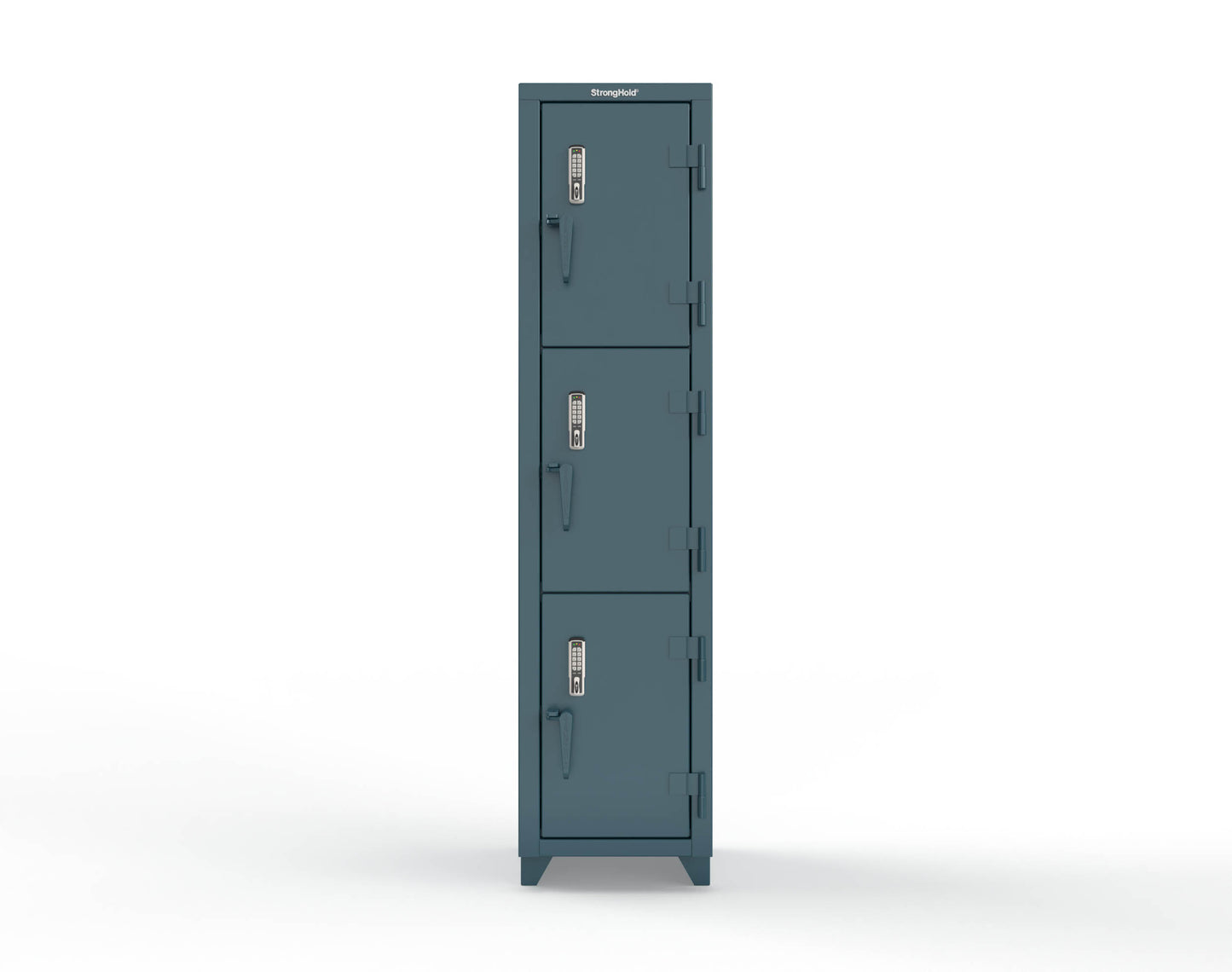 Extra Heavy Duty 14 GA Triple-Tier Locker with Keyless Entry Lock, 3 Compartments – 18 in. W x 18 in. D x 75 in. H - 1.66-3D-18-3T-EK-L-5001