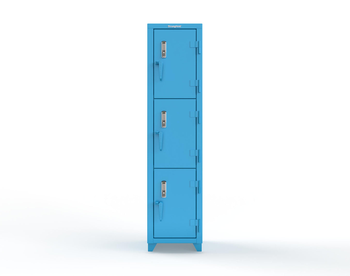 Extra Heavy Duty 14 GA Triple-Tier Locker with Keyless Entry Lock, 3 Compartments – 18 in. W x 18 in. D x 75 in. H - 1.66-3D-18-3T-EK-L-5012