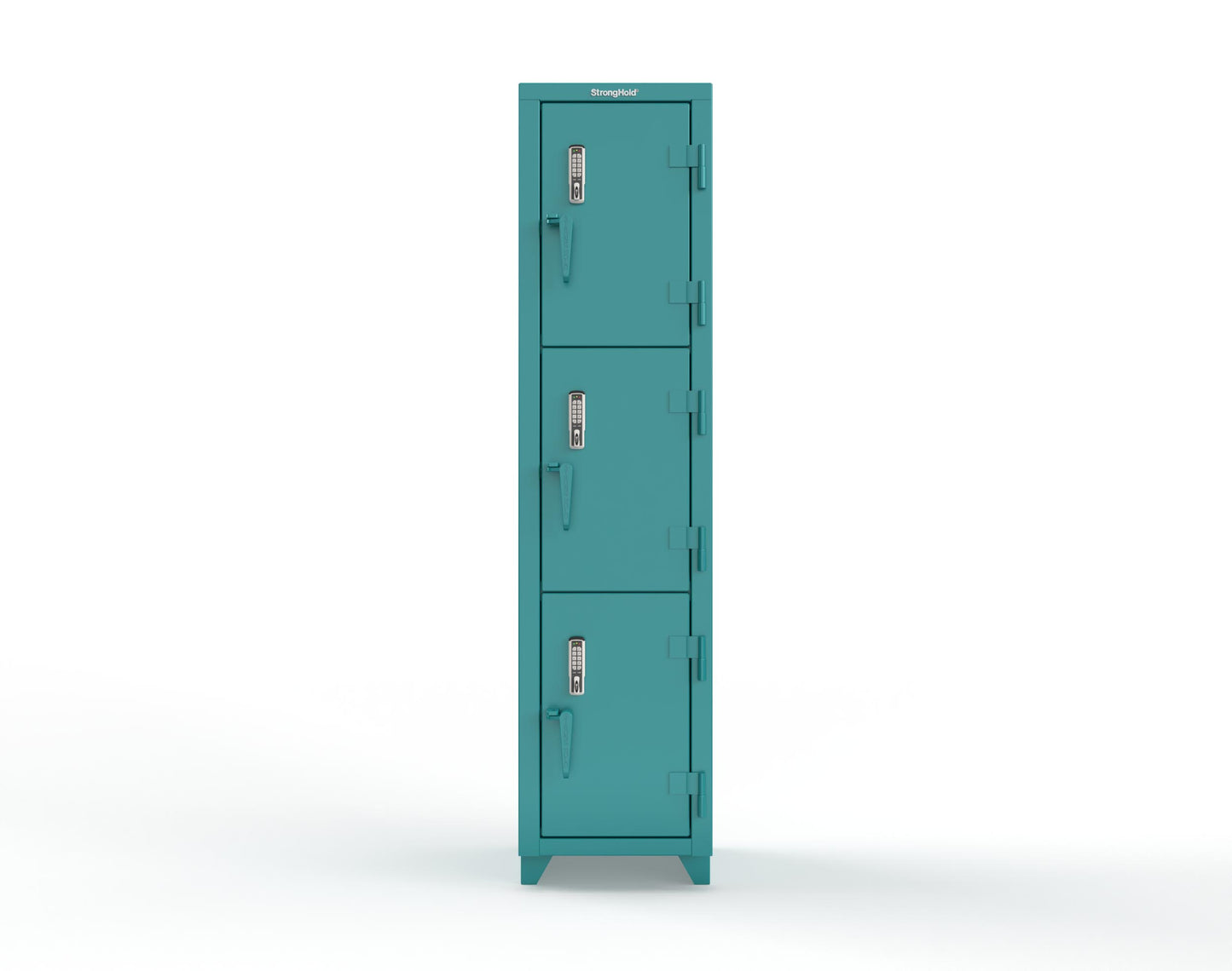 Extra Heavy Duty 14 GA Triple-Tier Locker with Keyless Entry Lock, 3 Compartments – 18 in. W x 18 in. D x 75 in. H - 1.66-3D-18-3T-EK-L-5021