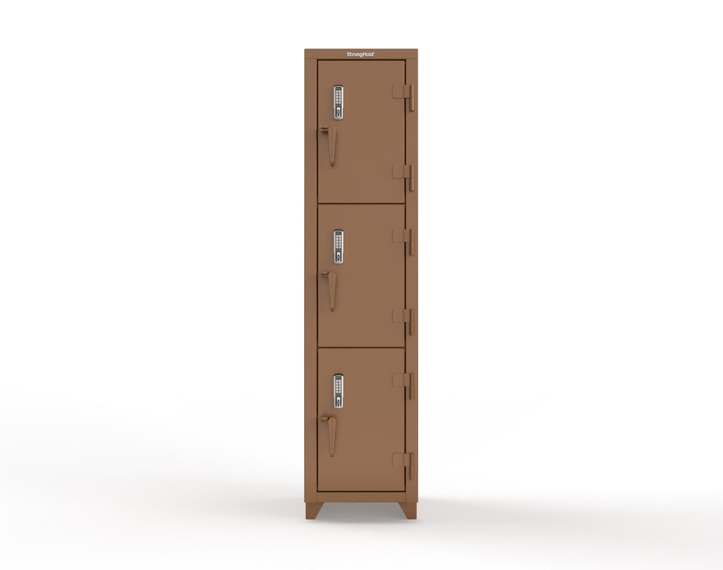 Extra Heavy Duty 14 GA Triple-Tier Locker with Keyless Entry Lock, 3 Compartments – 18 in. W x 18 in. D x 75 in. H - 1.66-3D-18-3T-EK-L-8008