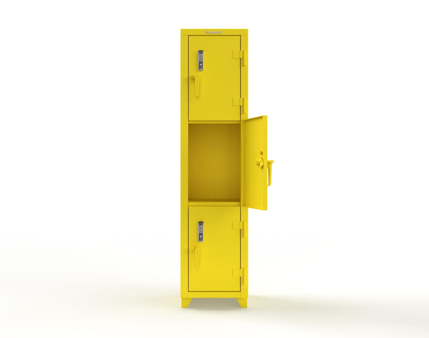Extra Heavy Duty 14 GA Triple-Tier Locker with Keyless Entry Lock, 3 Compartments – 18 in. W x 18 in. D x 75 in. H - 1.66-3D-18-3T-EK-L-1021