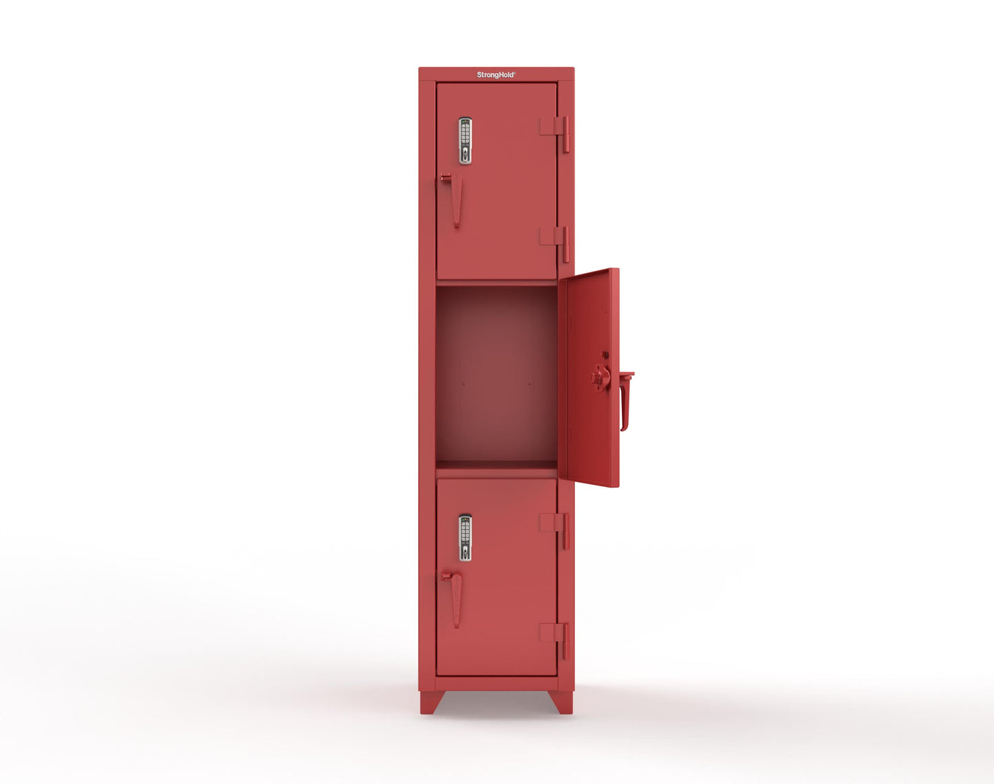Extra Heavy Duty 14 GA Triple-Tier Locker with Keyless Entry Lock, 3 Compartments – 18 in. W x 18 in. D x 75 in. H - 1.66-3D-18-3T-EK-L-3001