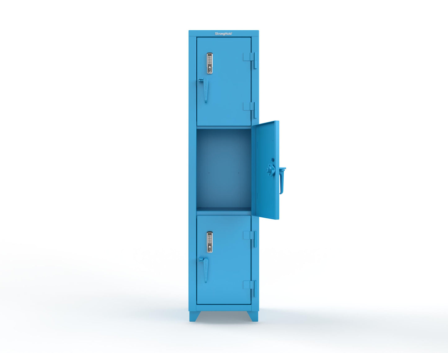 Extra Heavy Duty 14 GA Triple-Tier Locker with Keyless Entry Lock, 3 Compartments – 18 in. W x 18 in. D x 75 in. H - 1.66-3D-18-3T-EK-L-5012