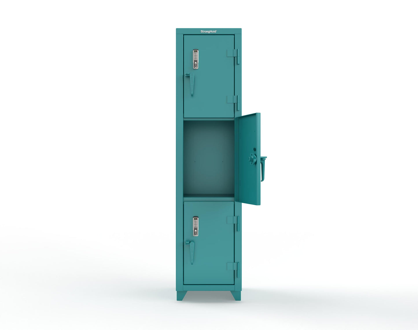 Extra Heavy Duty 14 GA Triple-Tier Locker with Keyless Entry Lock, 3 Compartments – 18 in. W x 18 in. D x 75 in. H - 1.66-3D-18-3T-EK-L-5021