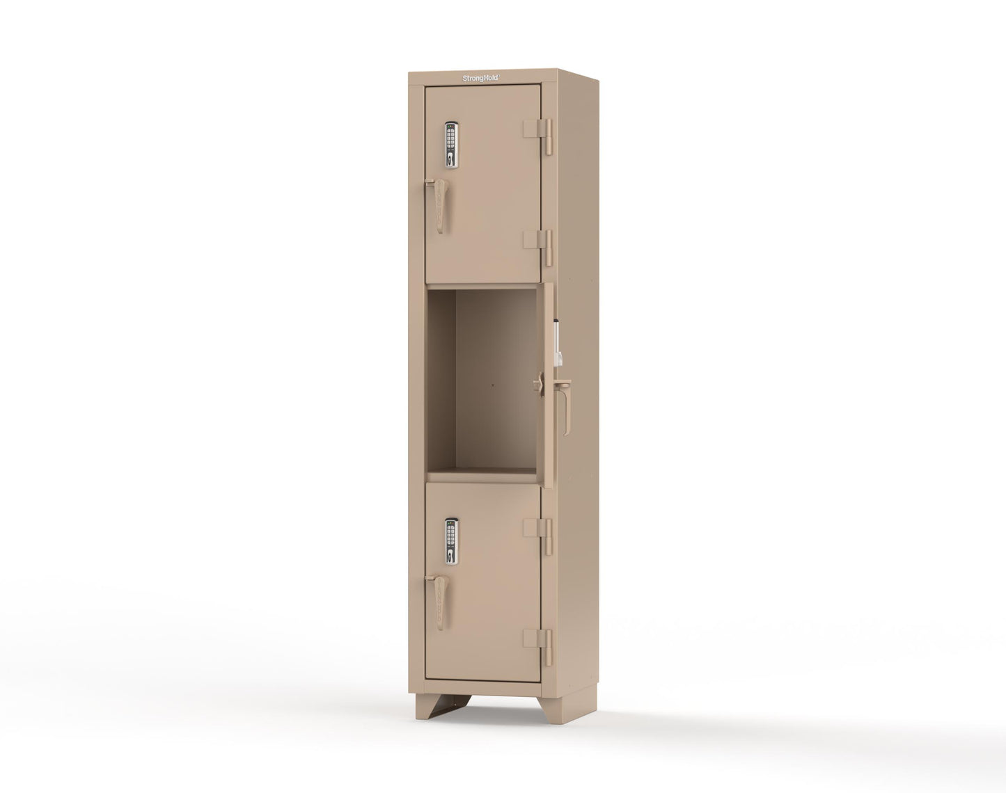 Extra Heavy Duty 14 GA Triple-Tier Locker with Keyless Entry Lock, 3 Compartments – 18 in. W x 18 in. D x 75 in. H - 1.66-3D-18-3T-EK-L-1019