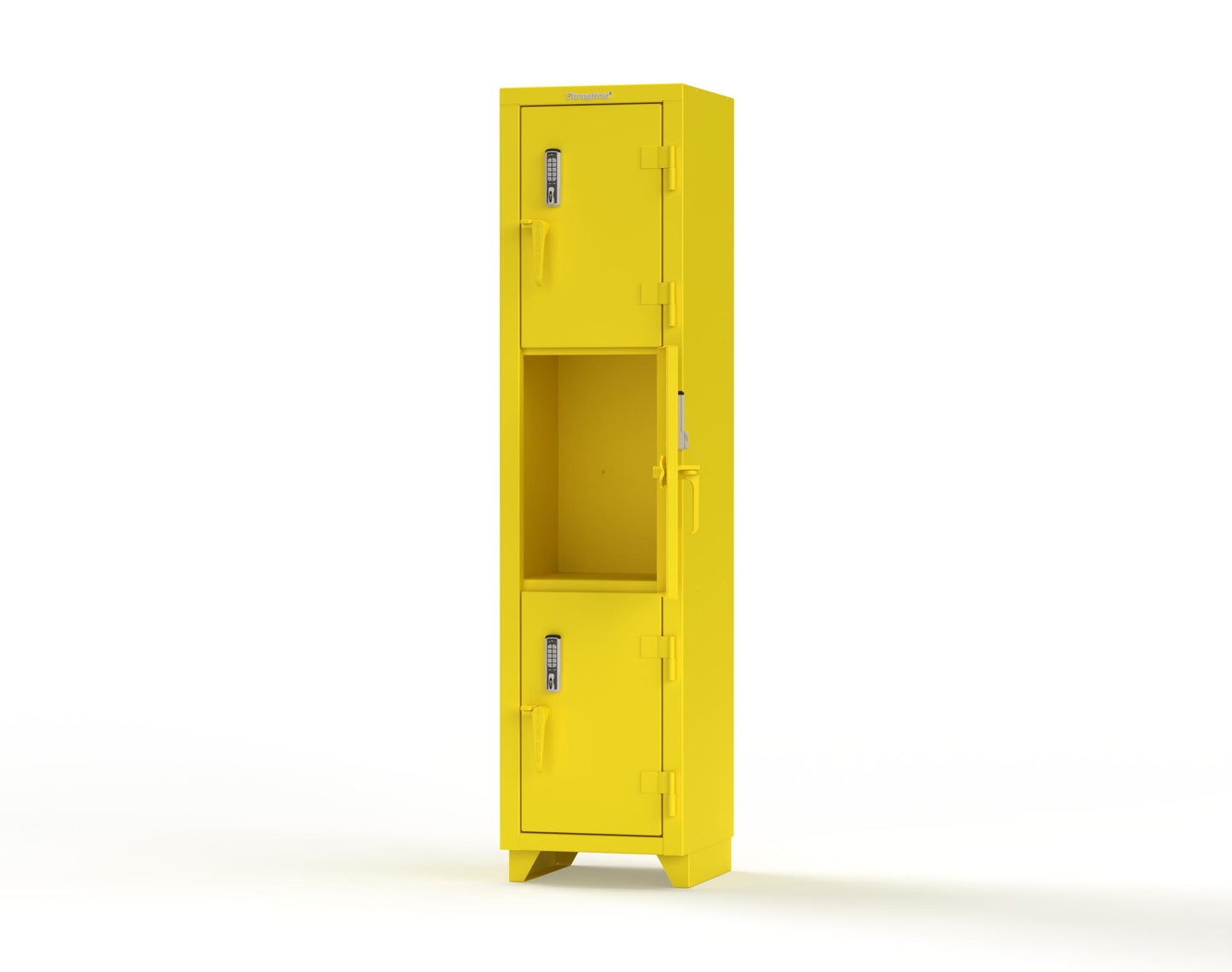Extra Heavy Duty 14 GA Triple-Tier Locker with Keyless Entry Lock, 3 Compartments – 18 in. W x 18 in. D x 75 in. H - 1.66-3D-18-3T-EK-L-1021