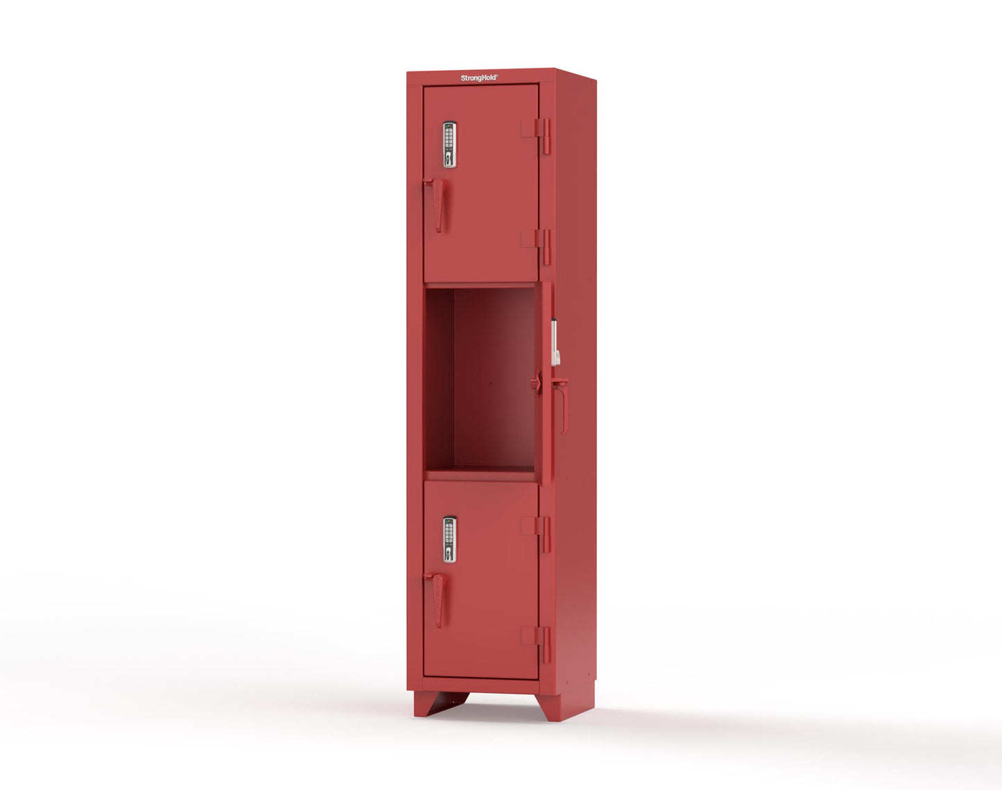 Extra Heavy Duty 14 GA Triple-Tier Locker with Keyless Entry Lock, 3 Compartments – 18 in. W x 18 in. D x 75 in. H - 1.66-3D-18-3T-EK-L-3001