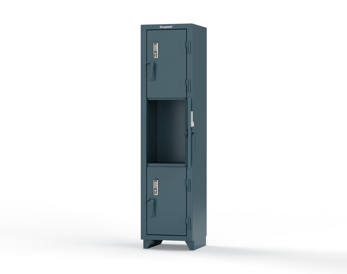 Extra Heavy Duty 14 GA Triple-Tier Locker with Keyless Entry Lock, 3 Compartments – 18 in. W x 18 in. D x 75 in. H - 1.66-3D-18-3T-EK-L-5001