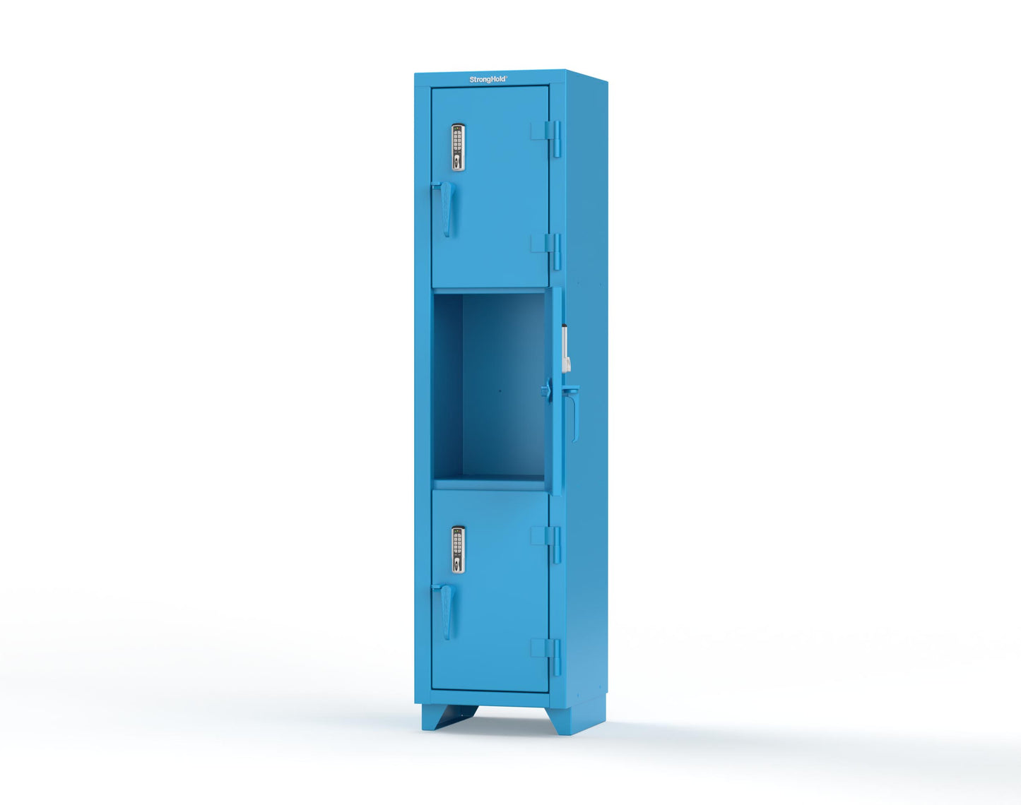 Extra Heavy Duty 14 GA Triple-Tier Locker with Keyless Entry Lock, 3 Compartments – 18 in. W x 18 in. D x 75 in. H - 1.66-3D-18-3T-EK-L-5012