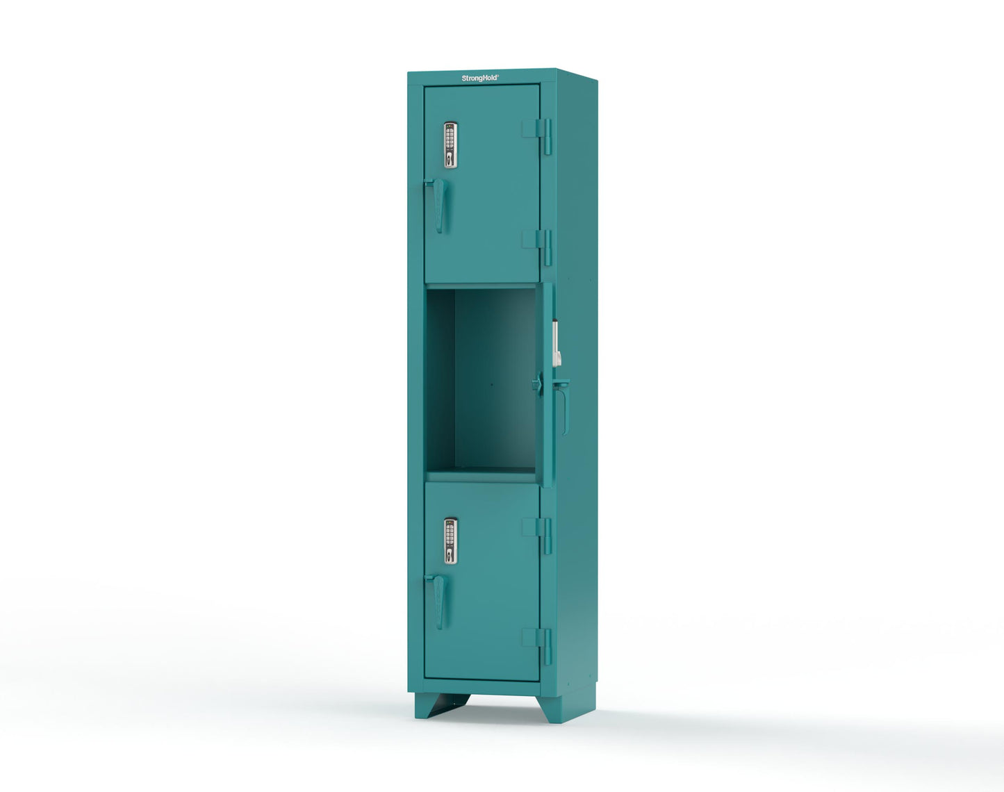 Extra Heavy Duty 14 GA Triple-Tier Locker with Keyless Entry Lock, 3 Compartments – 18 in. W x 18 in. D x 75 in. H - 1.66-3D-18-3T-EK-L-5021
